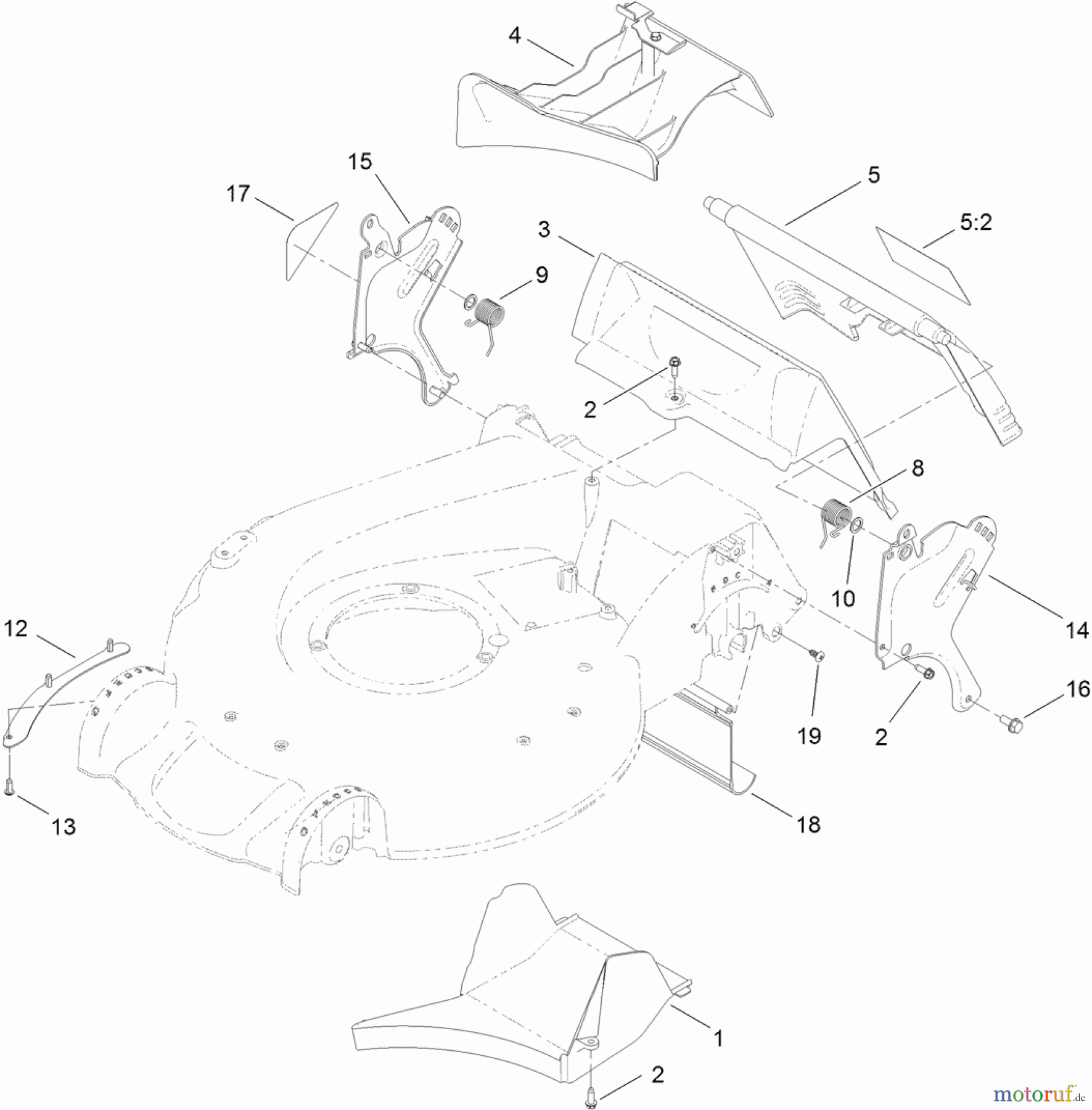  Toro Neu Mowers, Walk-Behind Seite 1 20380 - Toro Super Recycler Lawn Mower, 2012 (SN 312000001-312999999) REAR DOOR AND MULCH PLUG ASSEMBLY