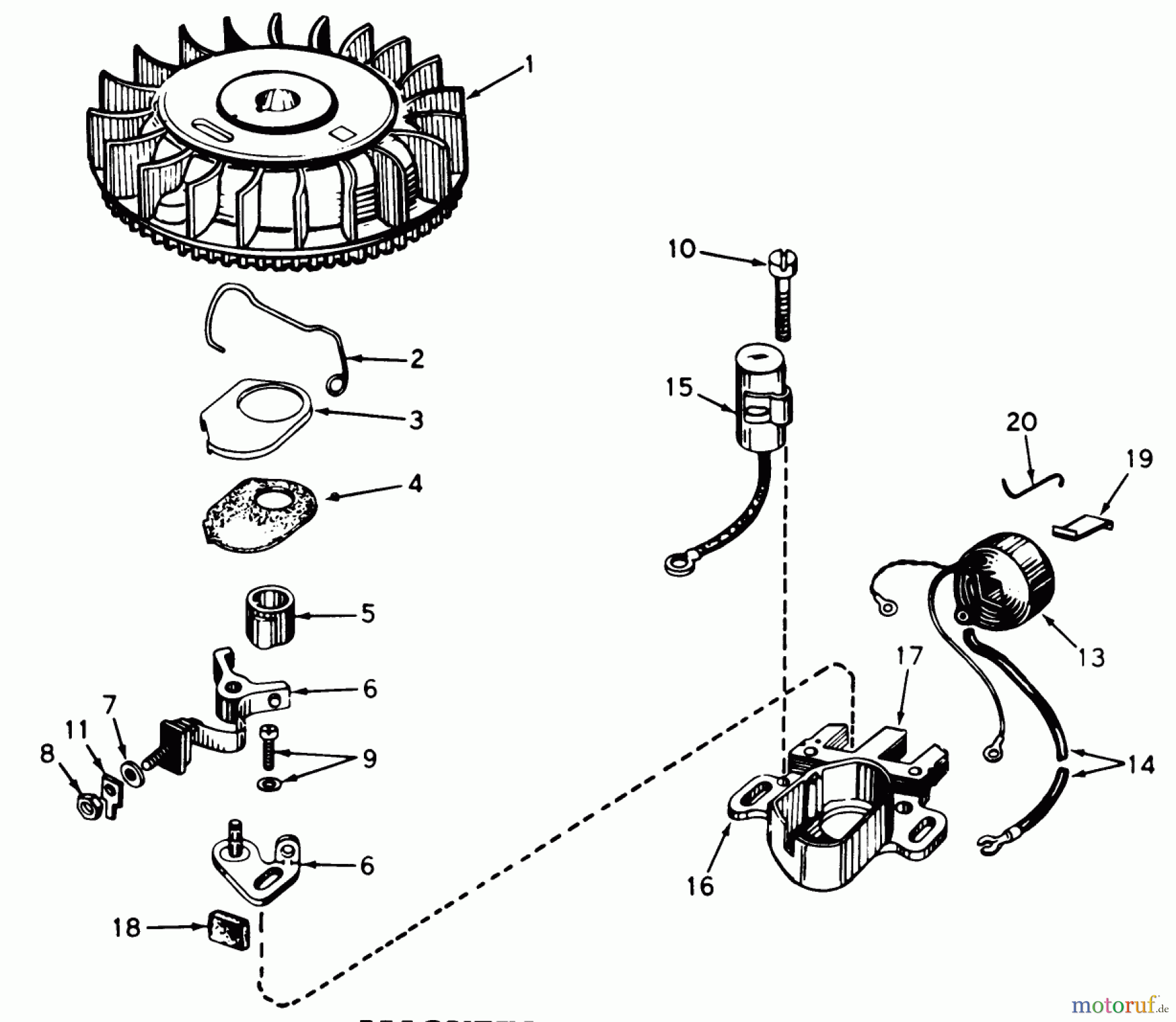  Toro Neu Mowers, Walk-Behind Seite 1 20403 - Toro Lawnmower, 1977 (7000001-7999999) MAGNETO NO. 610793A