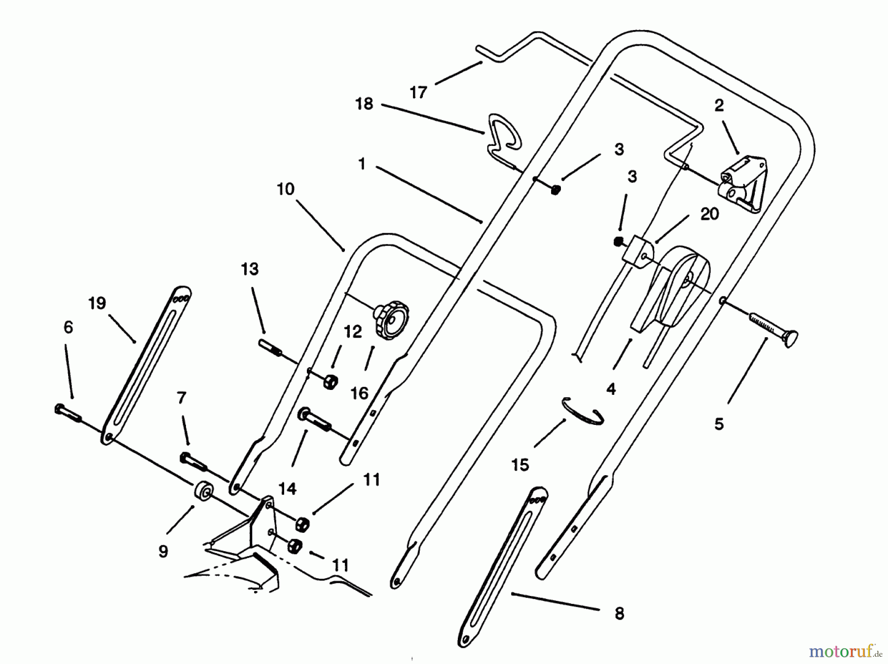  Toro Neu Mowers, Walk-Behind Seite 1 20431 - Toro Lawnmower, 1993 (39000001-39999999) HANDLE ASSEMBLY