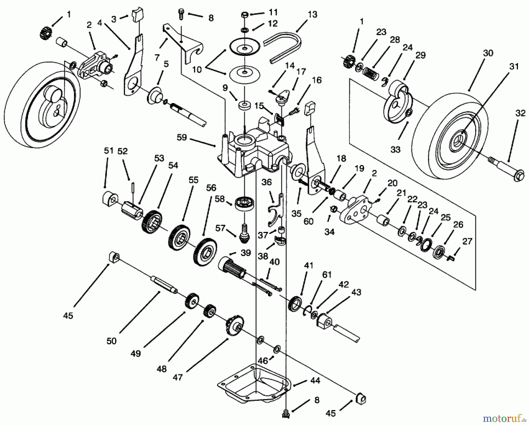  Toro Neu Mowers, Walk-Behind Seite 1 20438 - Toro Lawnmower, 1993 (39000001-39999999) GEAR CASE ASSEMBLY