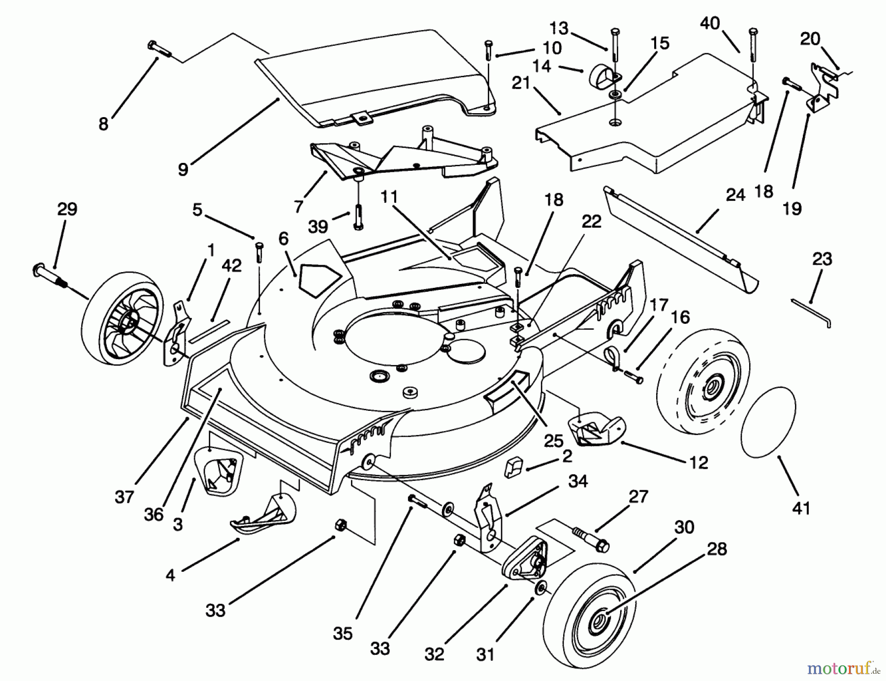  Toro Neu Mowers, Walk-Behind Seite 1 20439 - Toro Lawnmower, 1994 (49000001-49999999) HOUSING ASSEMBLY