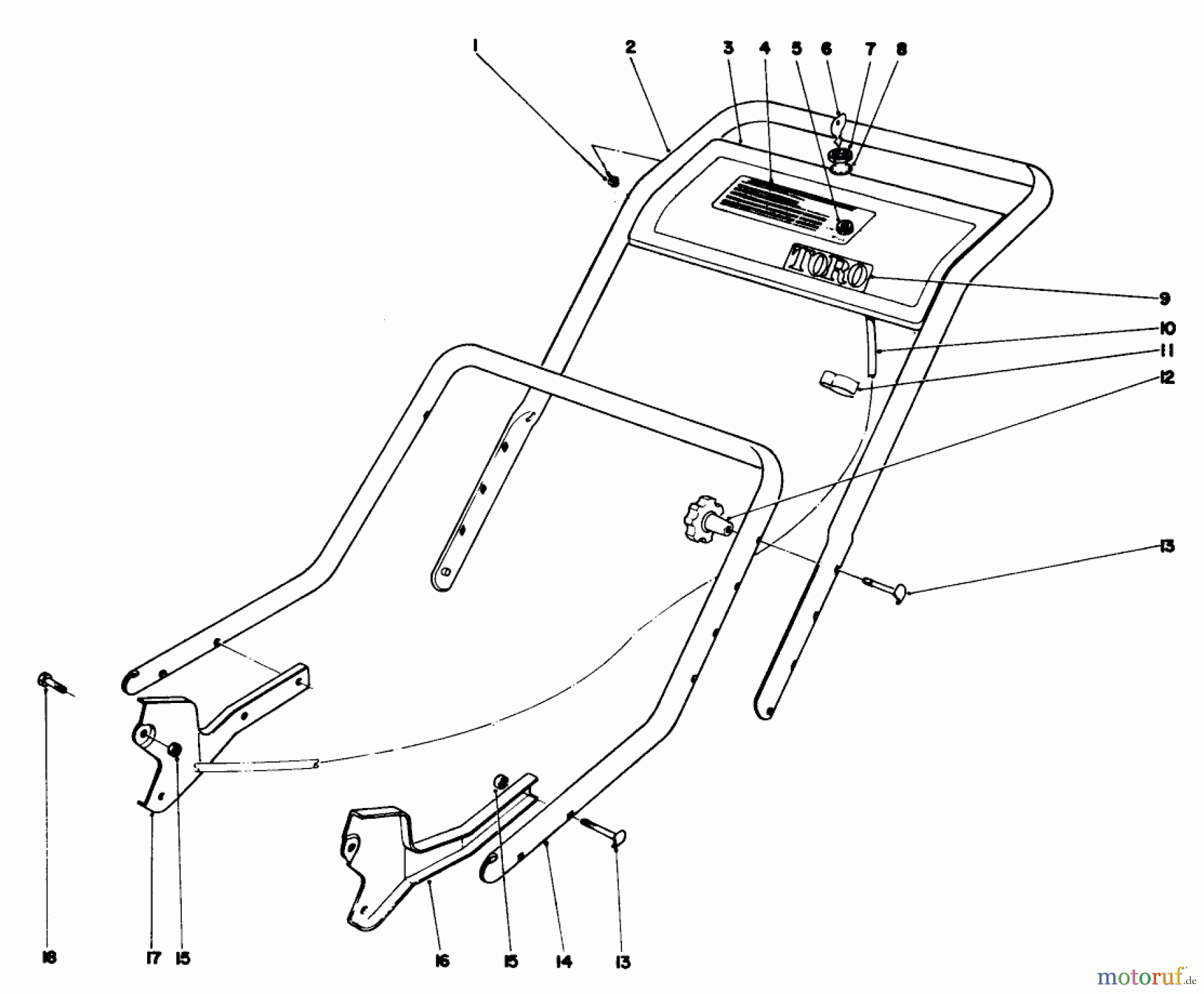  Toro Neu Mowers, Walk-Behind Seite 1 20660 - Toro Lawnmower, 1974 (4000001-4999999) HANDLE ASSEMBLY MODEL NO. 20440