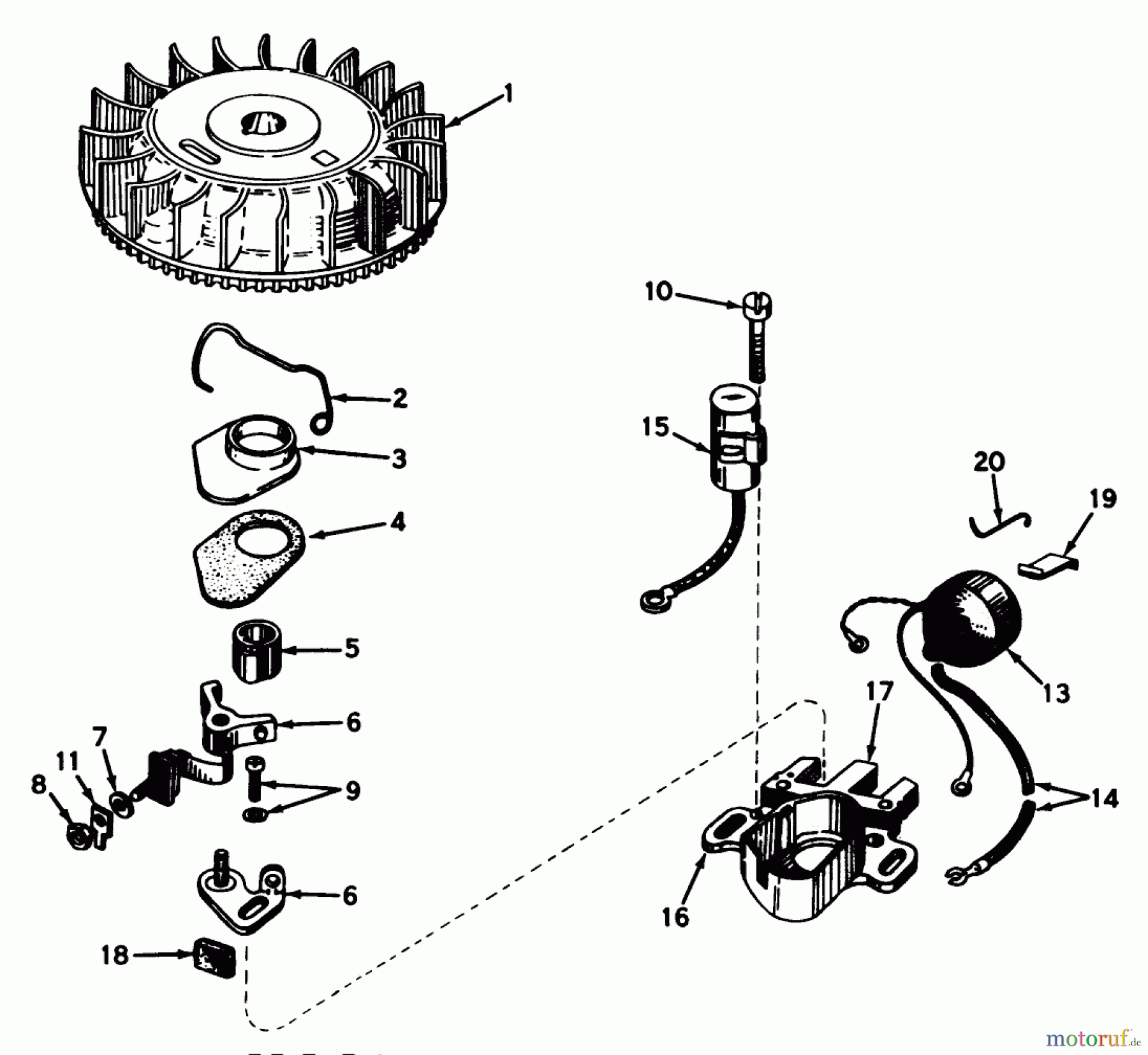  Toro Neu Mowers, Walk-Behind Seite 1 20440 - Toro Lawnmower, 1974 (4000001-4999999) MAGNETO NO. 610755 (MOWER MODEL NOS. 20440 AND 20550)