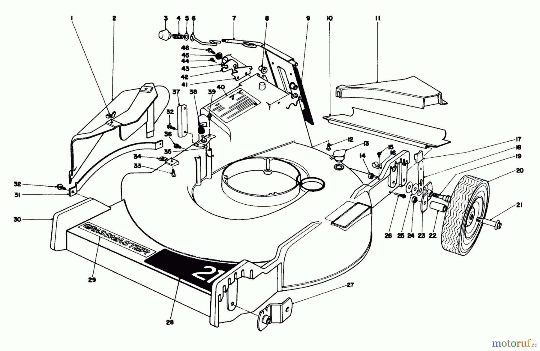  Toro Neu Mowers, Walk-Behind Seite 1 20440 - Toro Lawnmower, 1975 (5000001-5999999) HOUSING ASSEMBLY