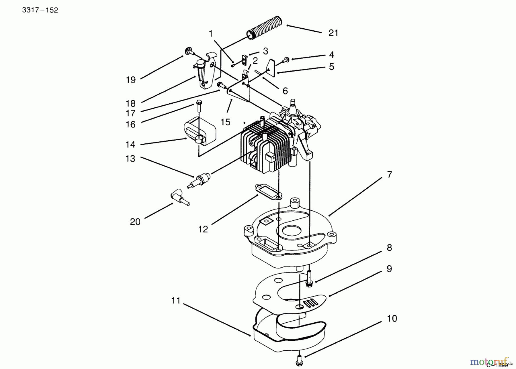  Toro Neu Mowers, Walk-Behind Seite 1 20443 - Toro Lawnmower, 1995 (5900001-5999999) BRAKE & MUFFLER ASSEMBLY (MODEL NO. 20441 ONLY)