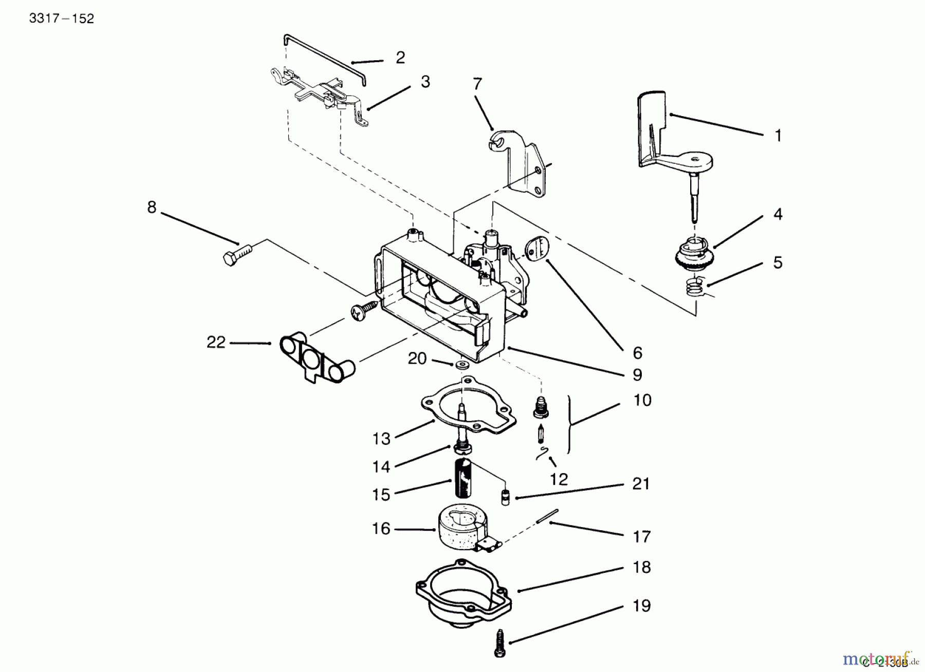  Toro Neu Mowers, Walk-Behind Seite 1 20441 - Toro Lawnmower, 1995 (5900001-5999999) CARBURETOR ASSEMBLY (MODEL NO. 20441 ONLY)