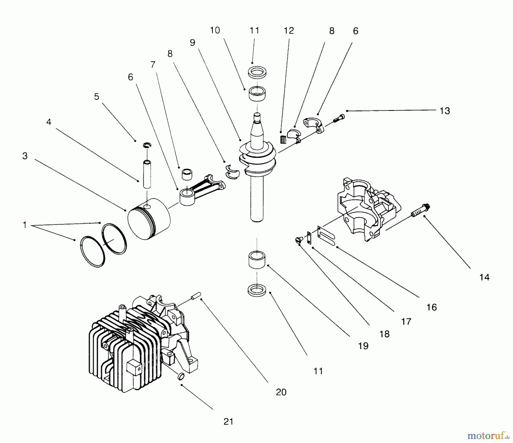  Toro Neu Mowers, Walk-Behind Seite 1 20443 - Toro Lawnmower, 1996 (6900001-6999999) BLOCK ASSEMBLY (MODEL NO. 20441 ONLY)