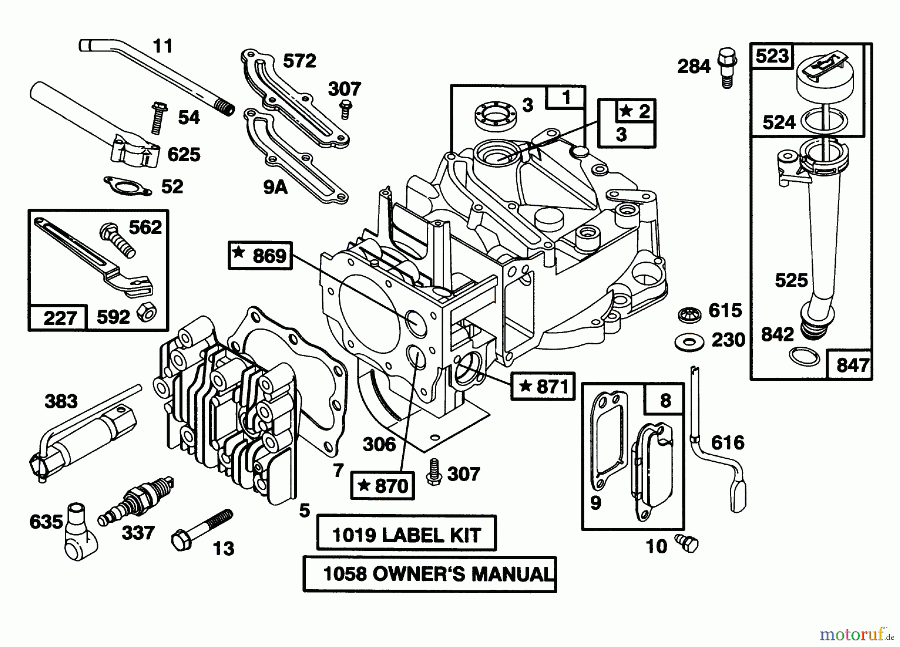  Toro Neu Mowers, Walk-Behind Seite 1 20441 - Toro Lawnmower, 1996 (6900001-6999999) ENGINE BRIGGS & STRATTON MODEL 127802-0640-01 #1