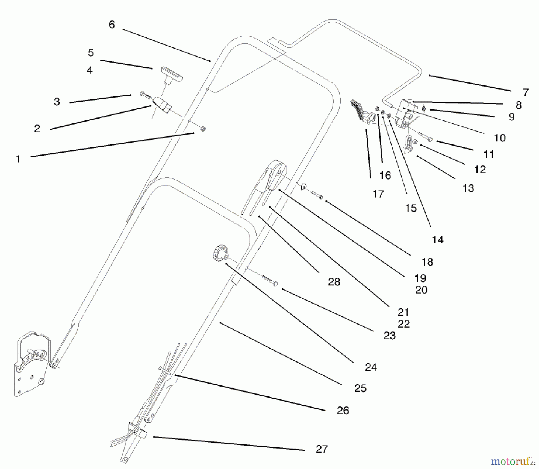  Toro Neu Mowers, Walk-Behind Seite 1 20442 - Toro Lawnmower, 1995 (5900001-5999999) HANDLE ASSEMBLY