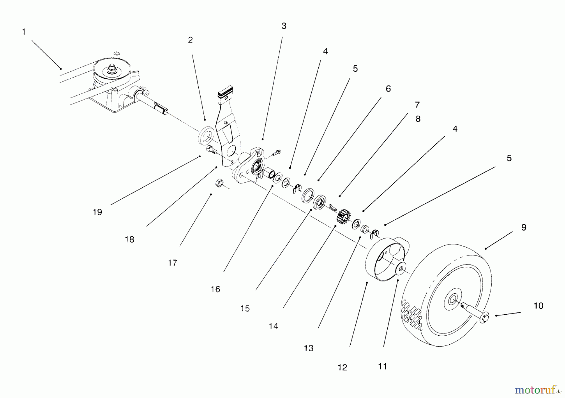  Toro Neu Mowers, Walk-Behind Seite 1 20442 - Toro Lawnmower, 1996 (6900001-6999999) REAR AXLE ASSEMBLY