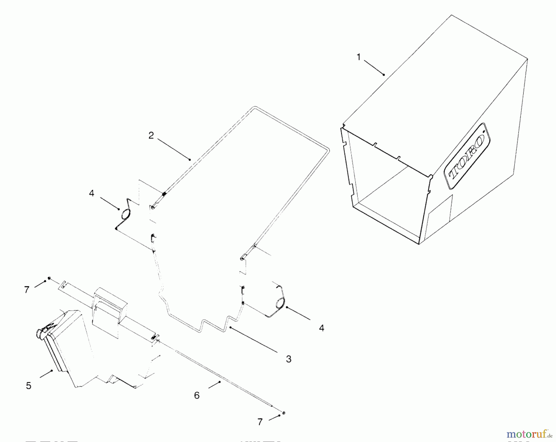  Toro Neu Mowers, Walk-Behind Seite 1 20454 - Toro Lawnmower, 1996 (6900001-6999999) REAR BAGGING ASSEMBLY (MODEL NO. 20454 ONLY)