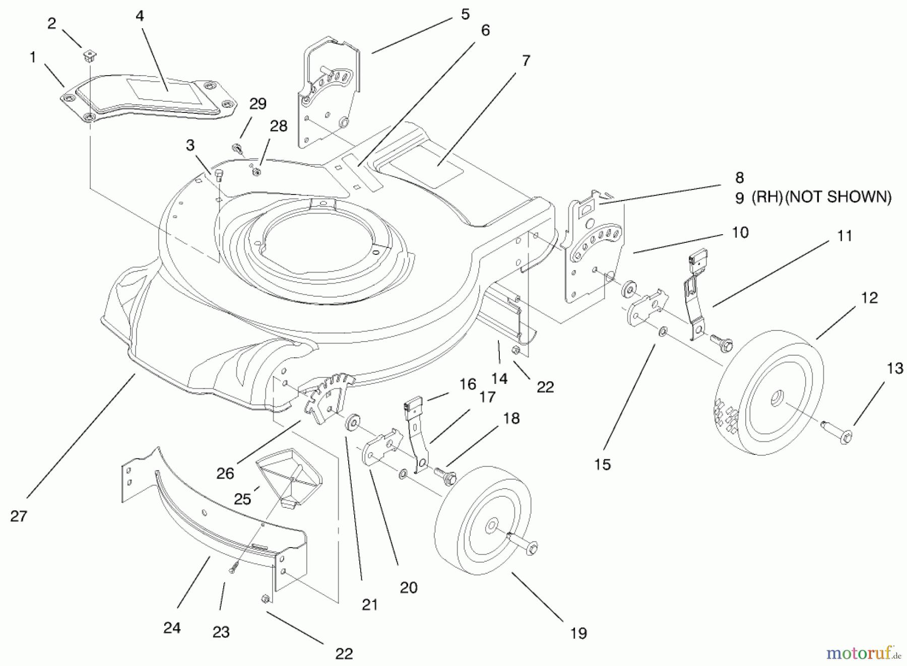  Toro Neu Mowers, Walk-Behind Seite 1 20449 - Toro Lawnmower, 1997 (7900001-7999999) HOUSING ASSEMBLY