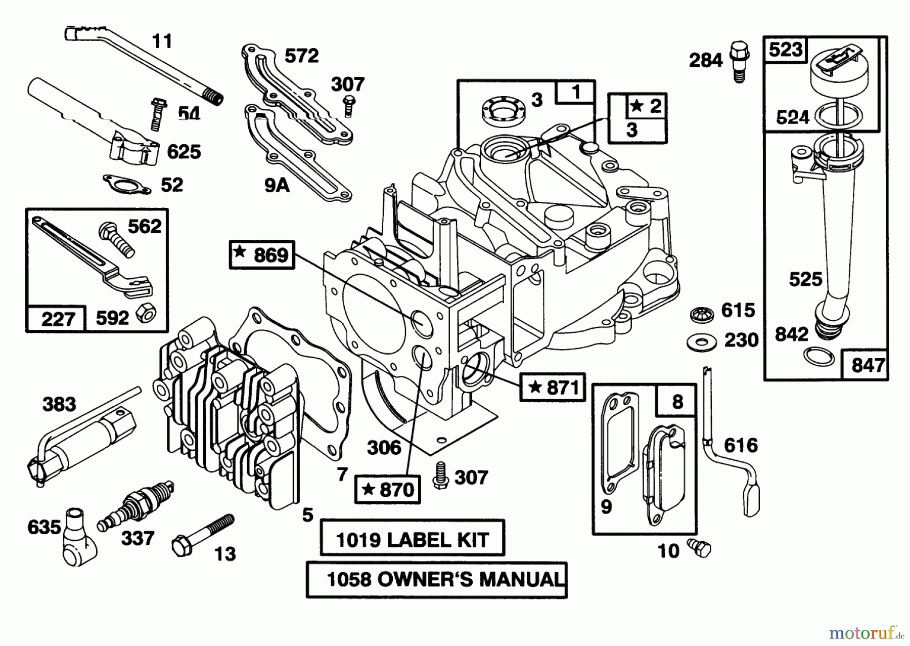  Toro Neu Mowers, Walk-Behind Seite 1 20461 - Toro Super Recycler Lawnmower, 1996 (6900001-6999999) ENGINE BRIGGS & STRATTON MODEL 128802-0615-01 #1