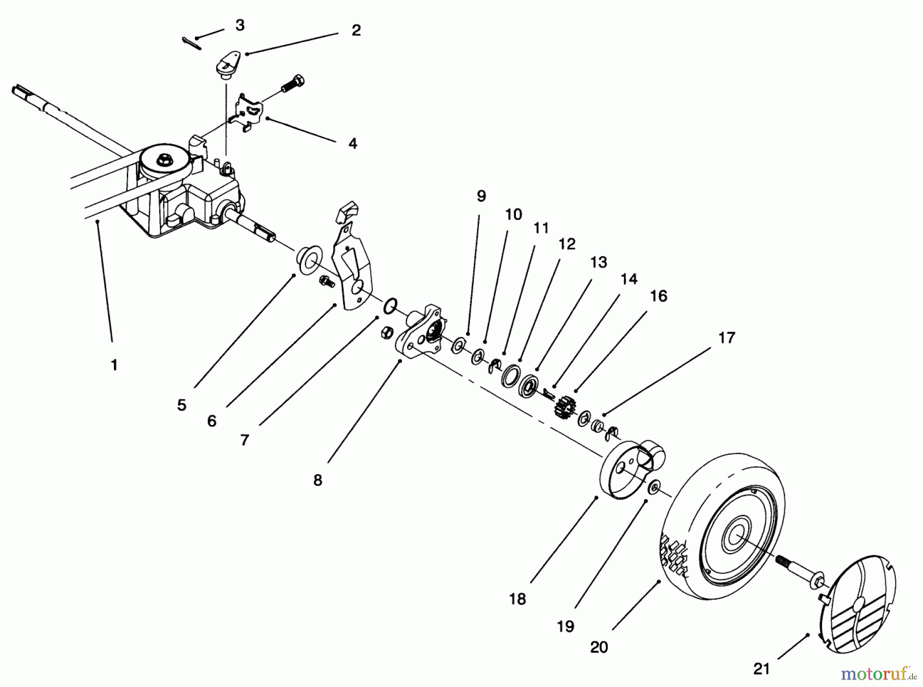  Toro Neu Mowers, Walk-Behind Seite 1 20463 - Toro Super Recycler Lawnmower, 1996 (6900001-6999999) REAR AXLE ASSEMBLY