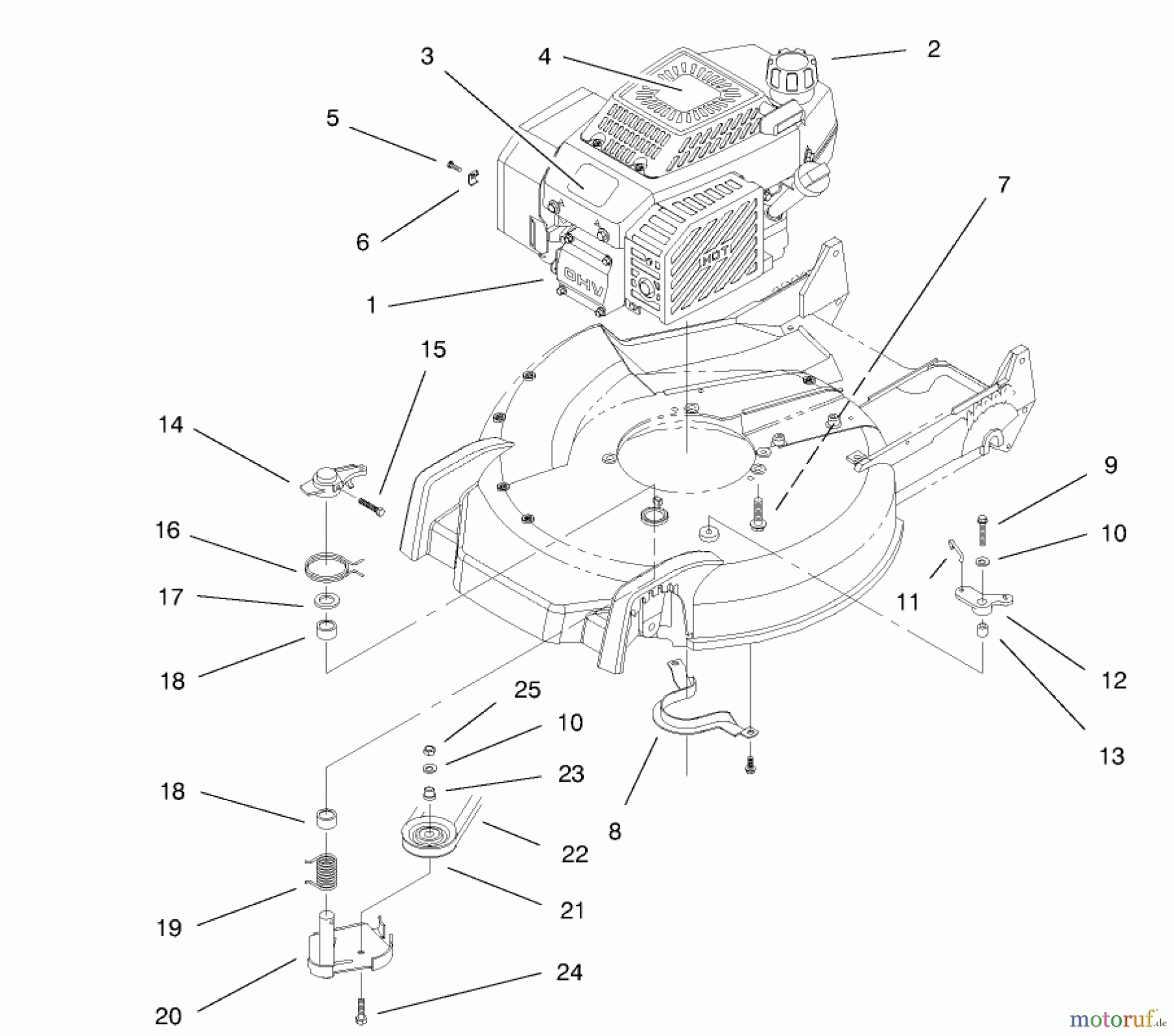  Toro Neu Mowers, Walk-Behind Seite 1 20465 - Toro Lawnmower, 1996 (6900001-6999999) ENGINE ASSEMBLY