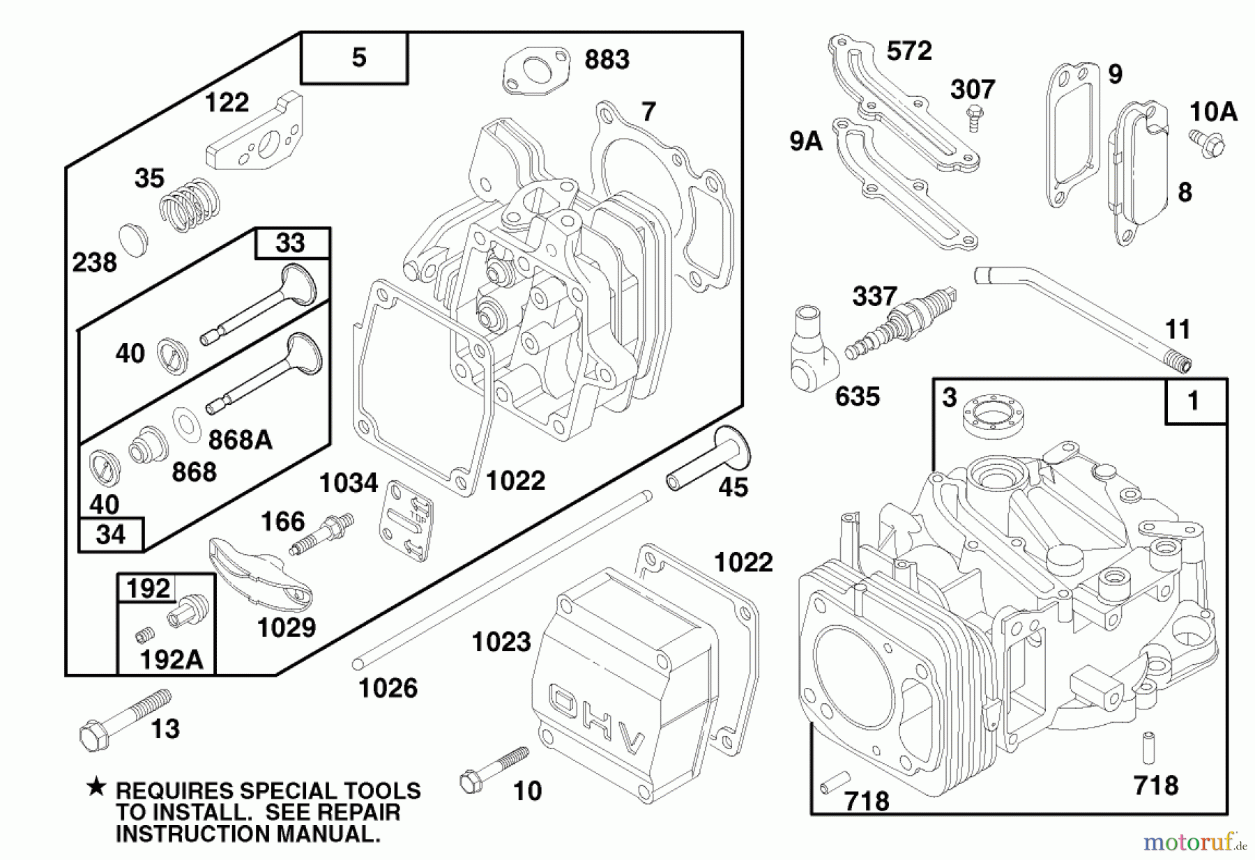  Toro Neu Mowers, Walk-Behind Seite 1 20466 - Toro Lawnmower, 1996 (6900001-6999999) ENGINE GTS 150 (MODEL NO. 20466 ONLY) #1