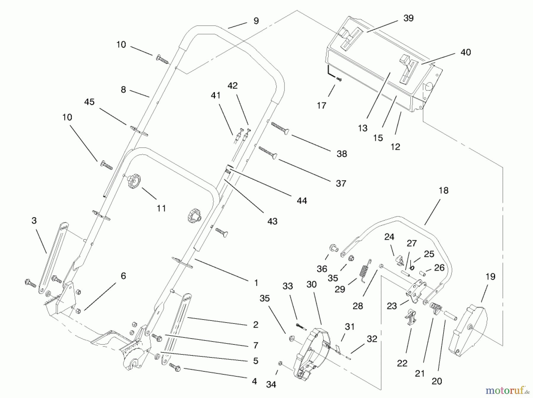  Toro Neu Mowers, Walk-Behind Seite 1 20465 - Toro Lawnmower, 1996 (6900001-6999999) HANDLE ASSEMBLY (MODEL NO. 20465 ONLY)