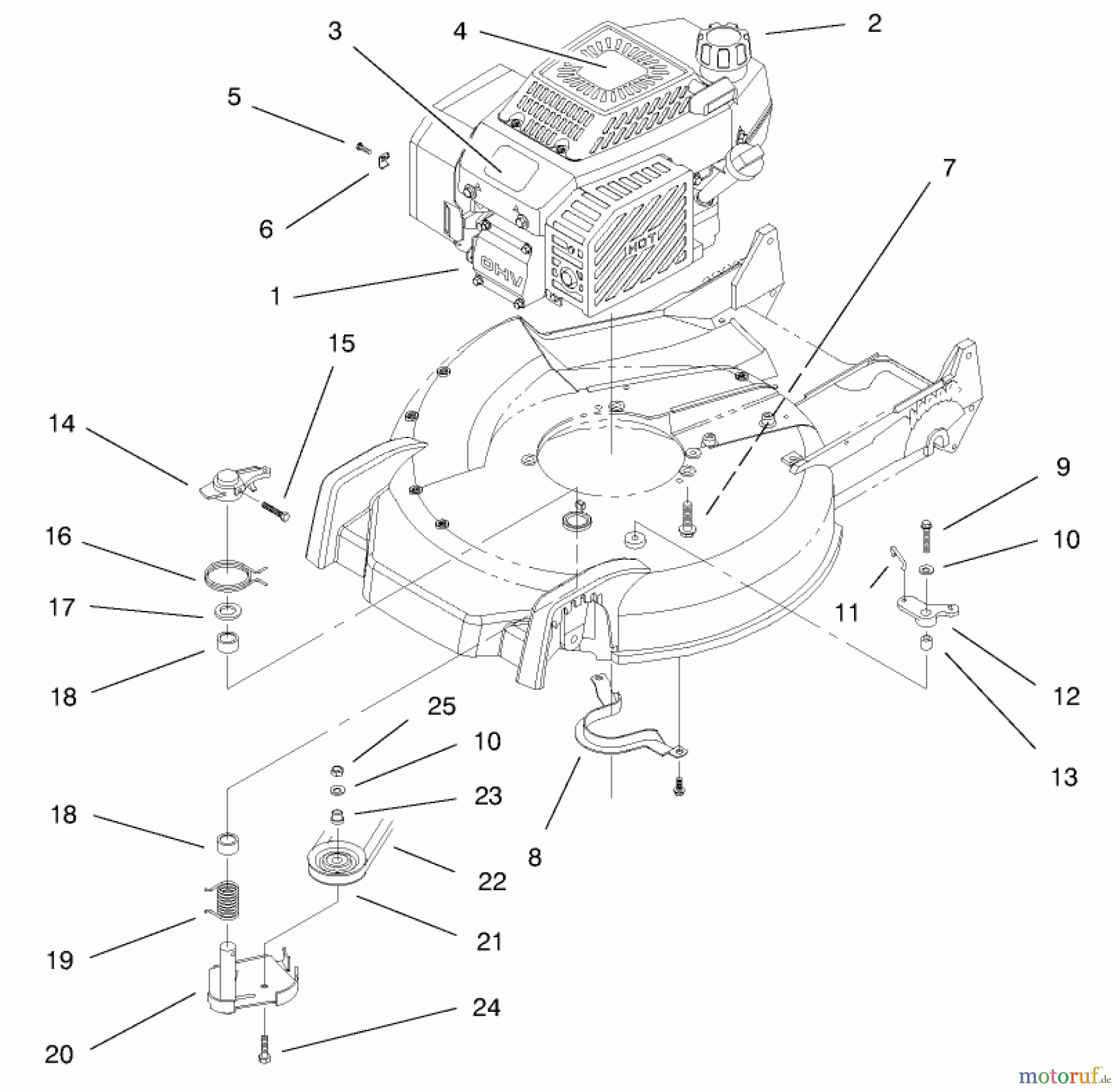  Toro Neu Mowers, Walk-Behind Seite 1 20465 - Toro Super Recycler Mower, 1997 (790000001-799999999) ENGINE ASSEMBLY