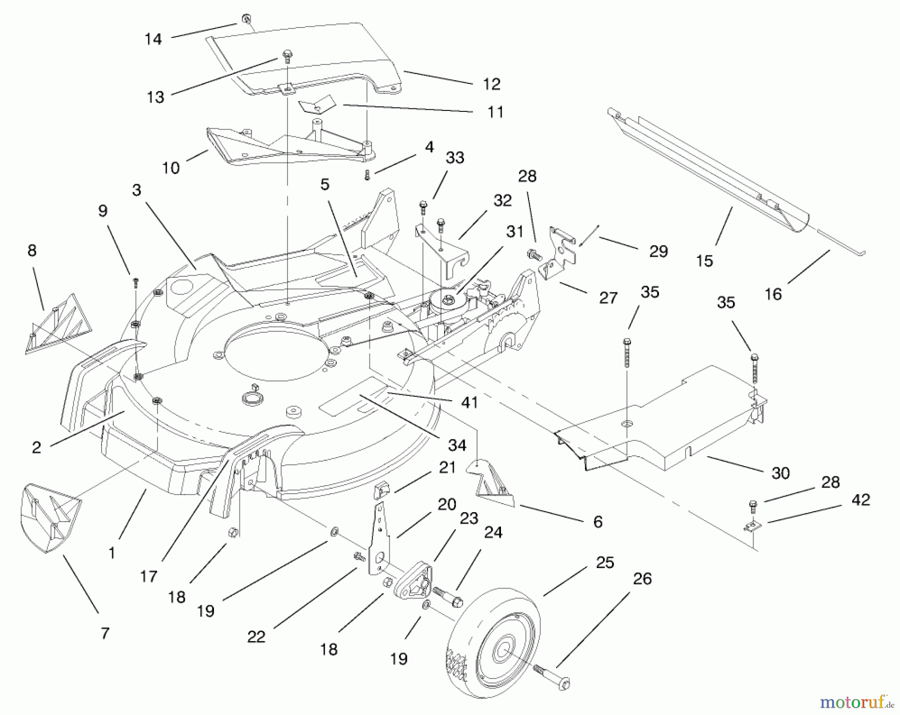  Toro Neu Mowers, Walk-Behind Seite 1 20465 - Toro Super Recycler Mower, 1997 (790000001-799999999) HOUSING ASSEMBLY