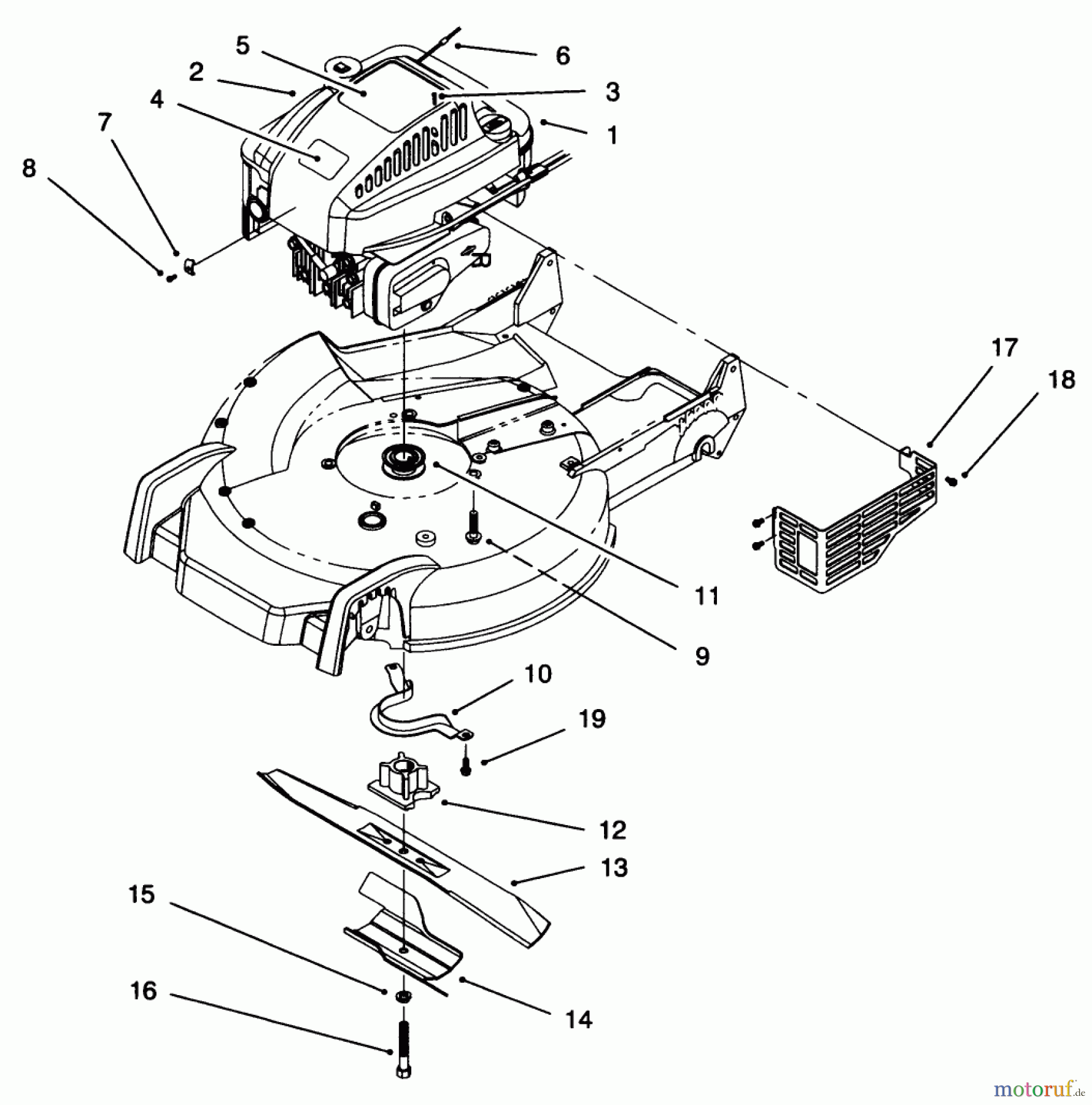  Toro Neu Mowers, Walk-Behind Seite 1 20473 - Toro Super Recycler Lawnmower, 1996 (6900001-6999999) ENGINE ASSEMBLY