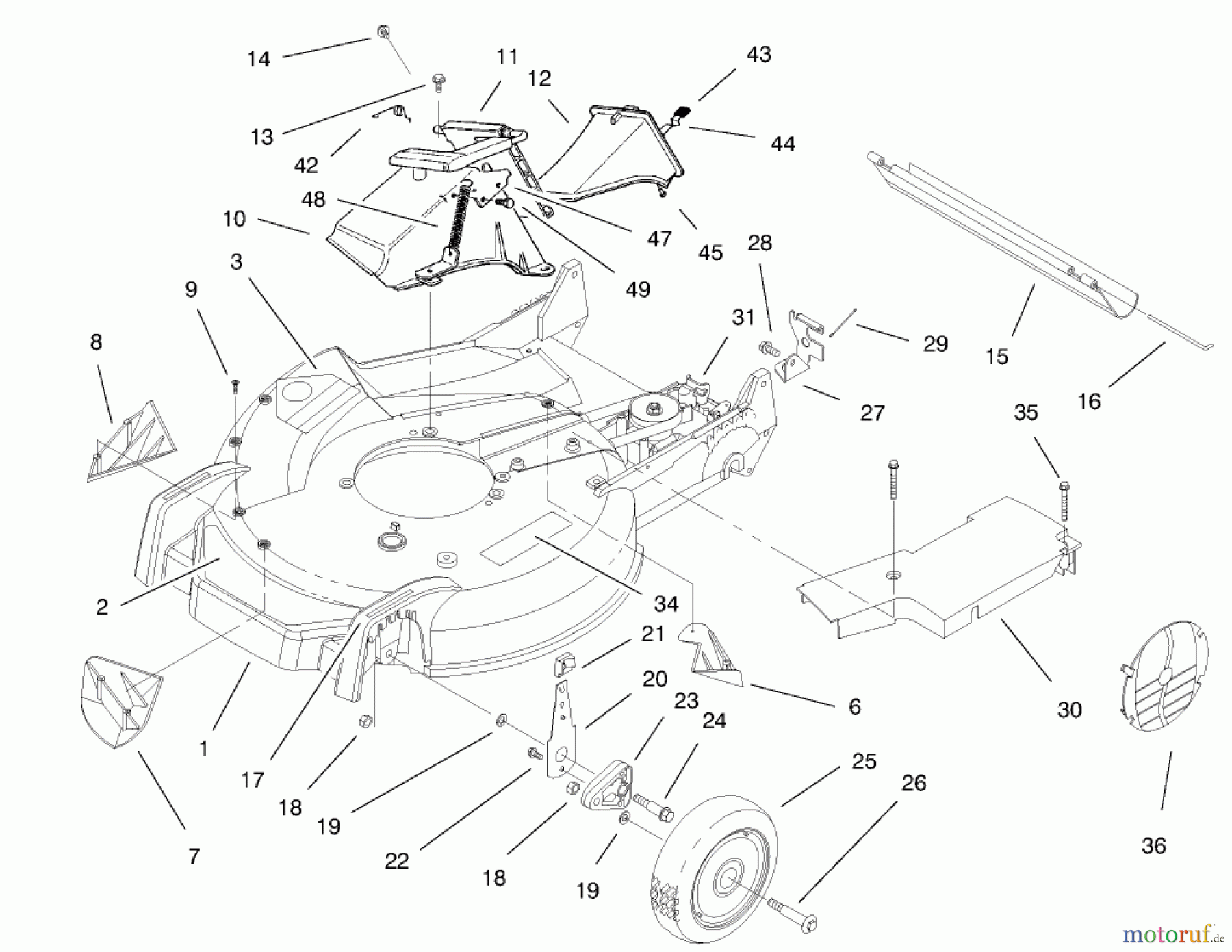  Toro Neu Mowers, Walk-Behind Seite 1 20474 - Toro Super Recycler Lawnmower, 1996 (6900001-6999999) HOUSING ASSEMBLY