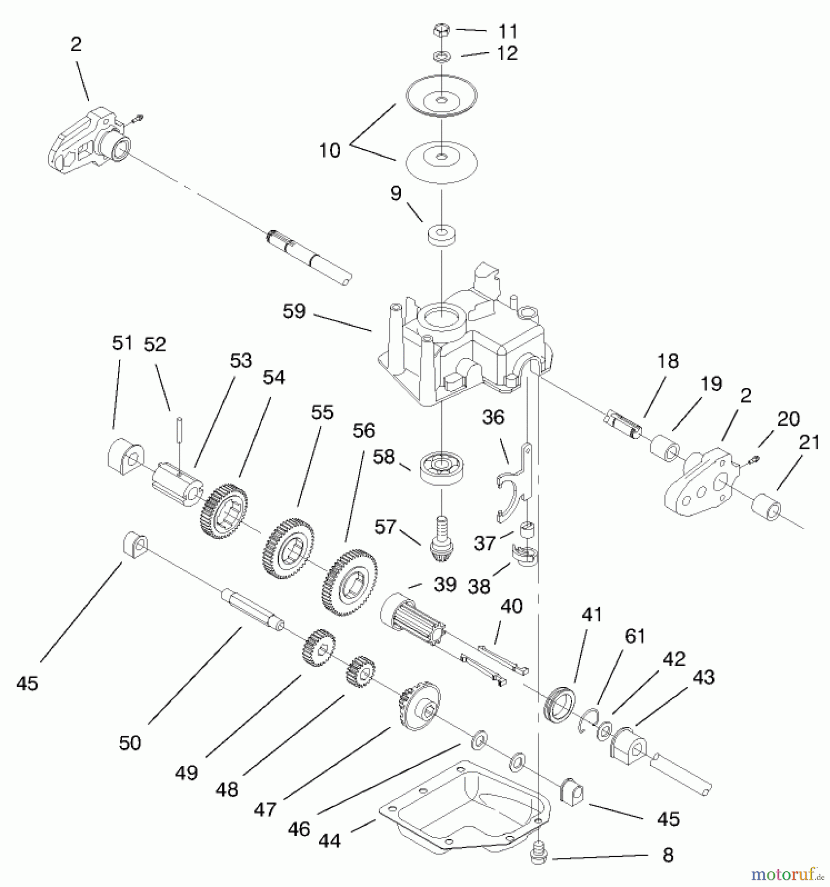  Toro Neu Mowers, Walk-Behind Seite 1 20476 - Toro Lawnmower, 1996 (6900001-6999999) GEAR CASE ASSEMBLY