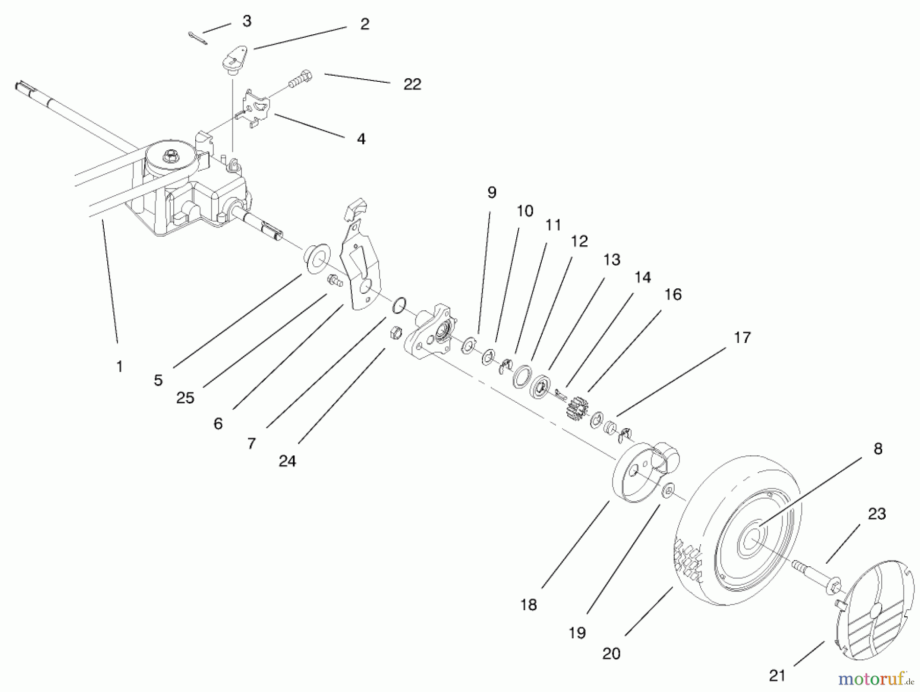  Toro Neu Mowers, Walk-Behind Seite 1 20476 - Toro Lawnmower, 1996 (6900001-6999999) REAR AXLE ASSEMBLY