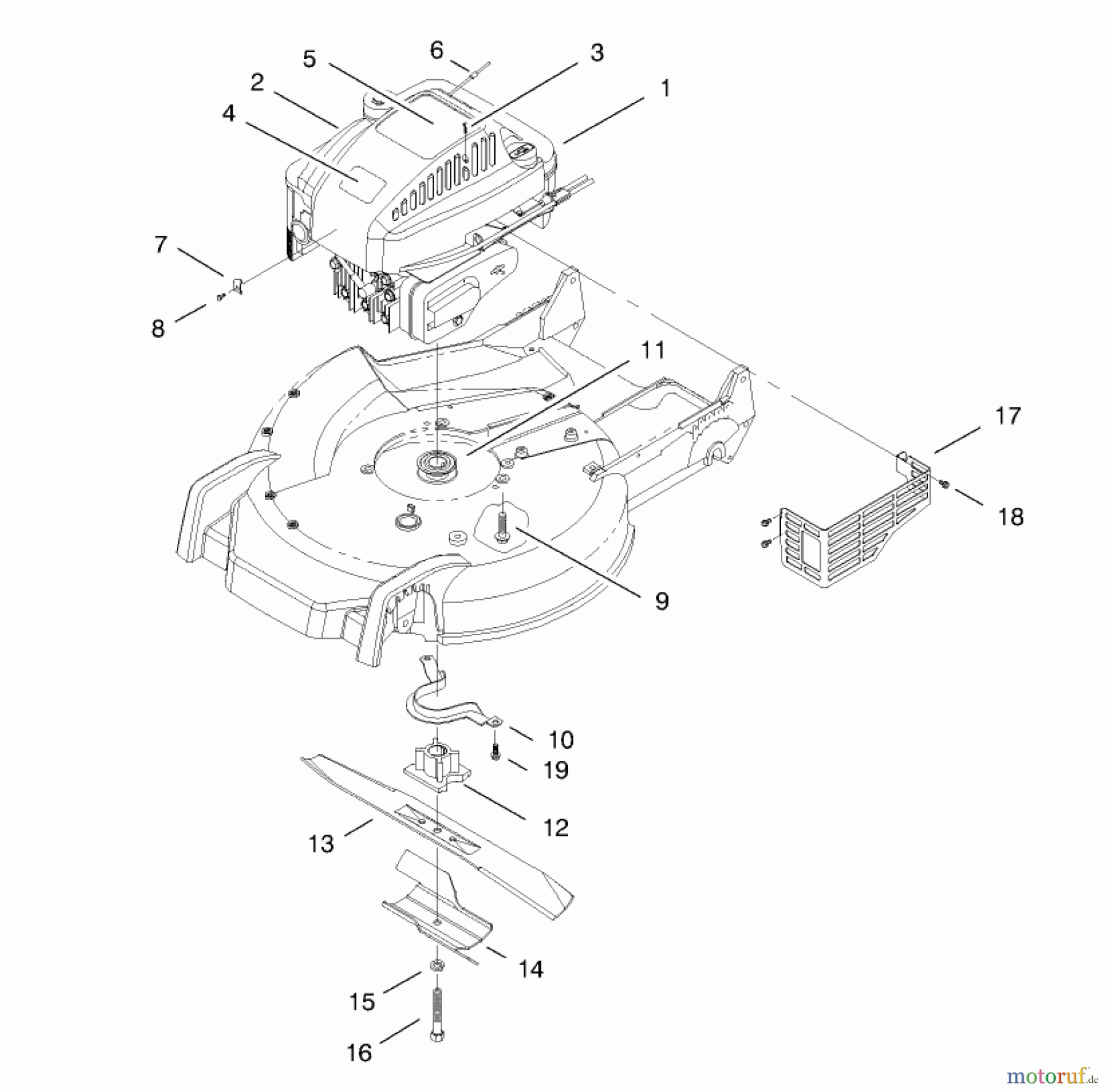  Toro Neu Mowers, Walk-Behind Seite 1 20478 - Toro Super Recycler Lawnmower, 1997 (7900001-7999999) ENGINE ASSEMBLY