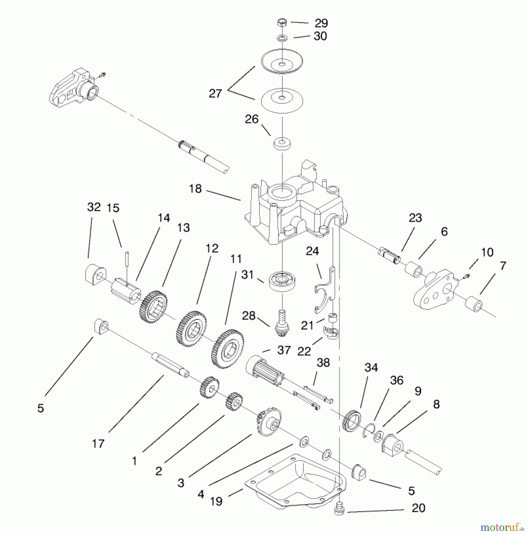  Toro Neu Mowers, Walk-Behind Seite 1 20478 - Toro Super Recycler Lawnmower, 1997 (7900001-7999999) GEAR CASE ASSEMBLY