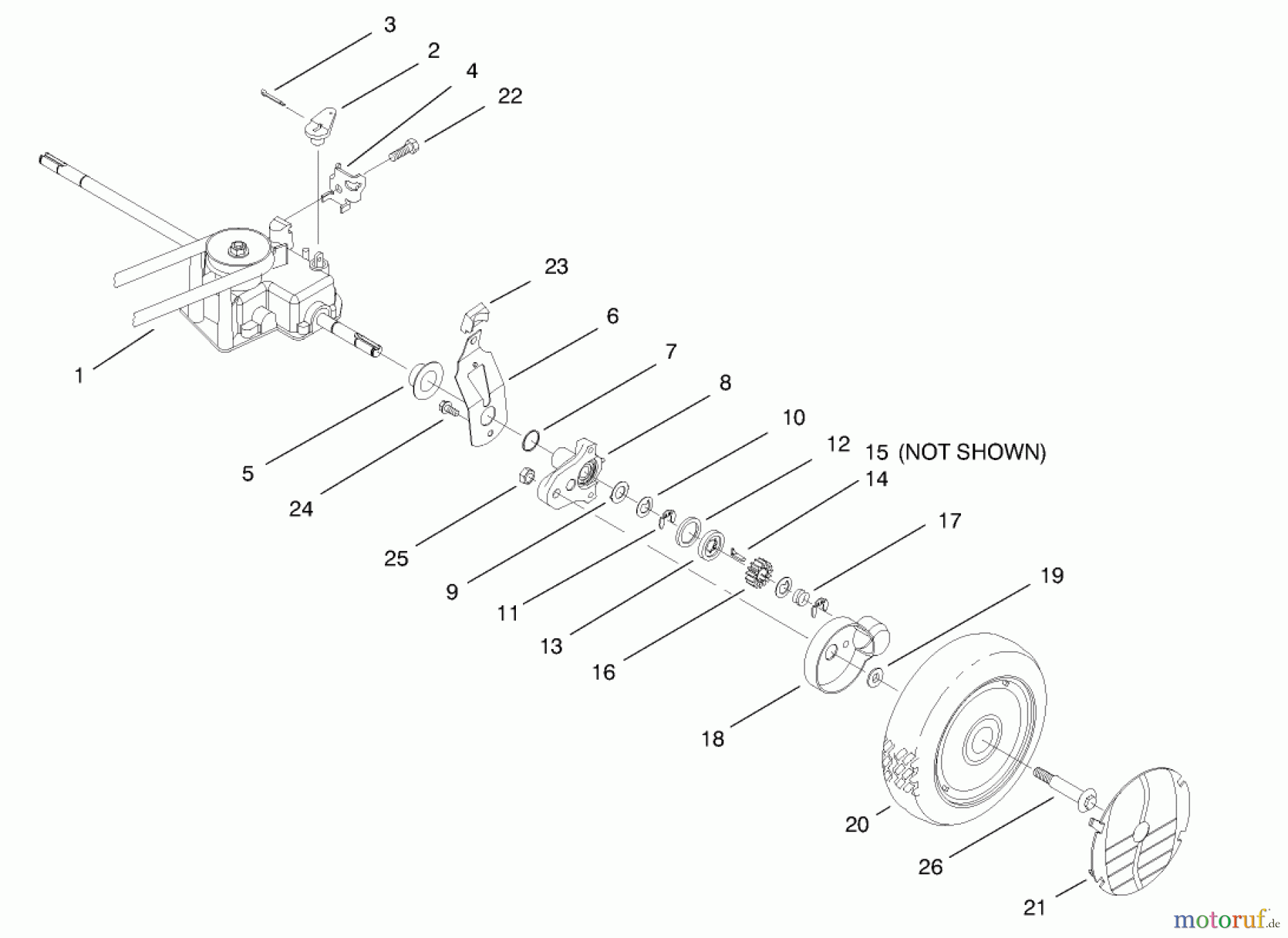  Toro Neu Mowers, Walk-Behind Seite 1 20478 - Toro Super Recycler Lawnmower, 1997 (7900001-7999999) REAR AXLE ASSEMBLY