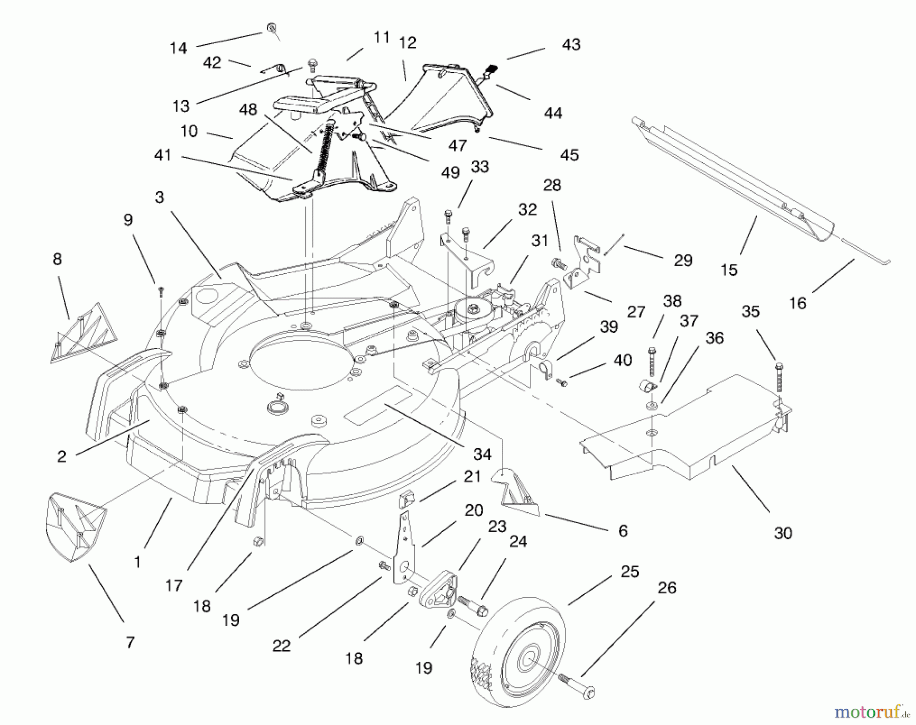  Toro Neu Mowers, Walk-Behind Seite 1 20480 - Toro Super Recycler Lawnmower, 1997 (7900001-7999999) HOUSING ASSEMBLY