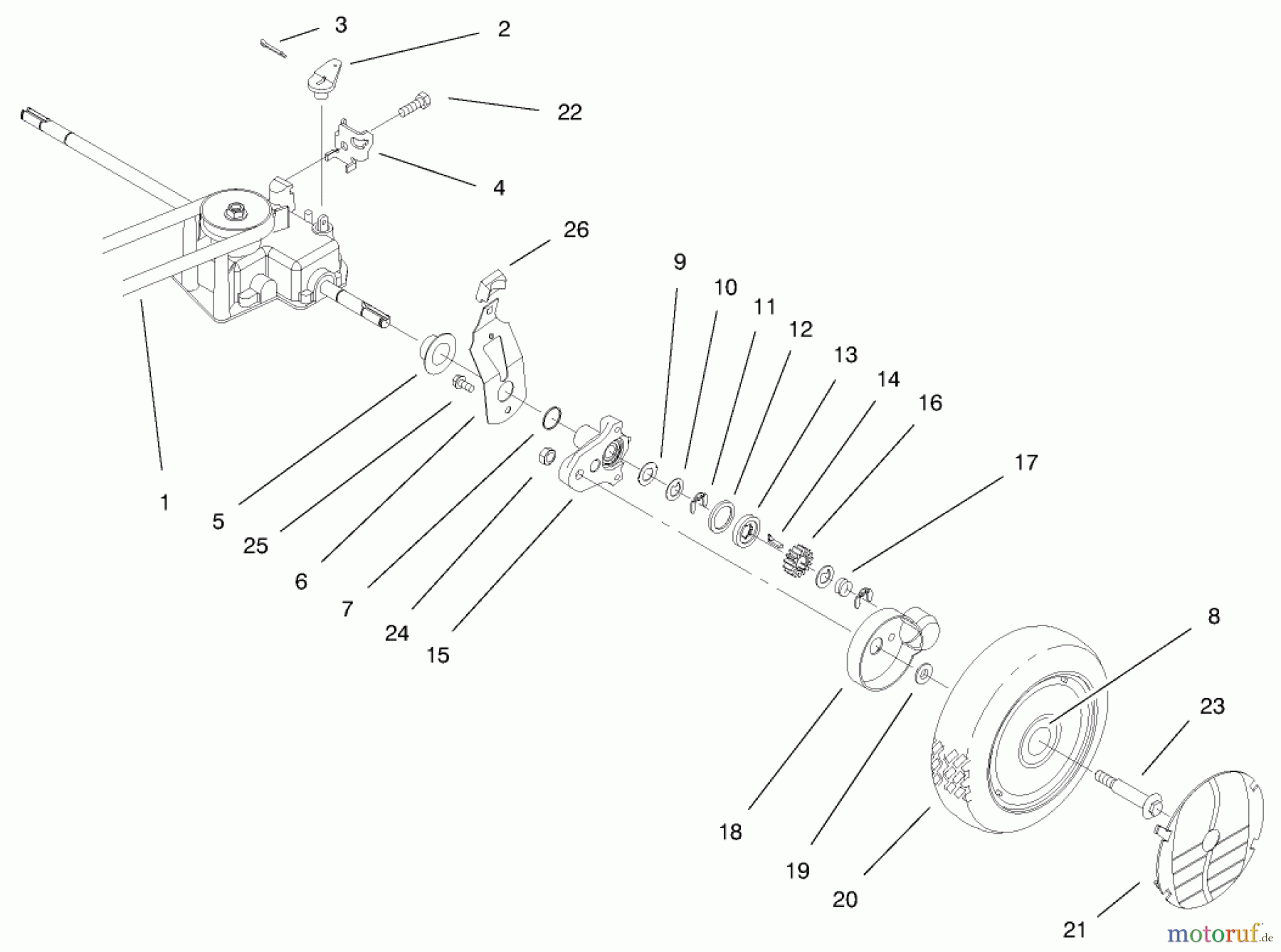  Toro Neu Mowers, Walk-Behind Seite 1 20482 - Toro Super Recycler Mower, 1997 (790000001-799999999) REAR AXLE ASSEMBLY