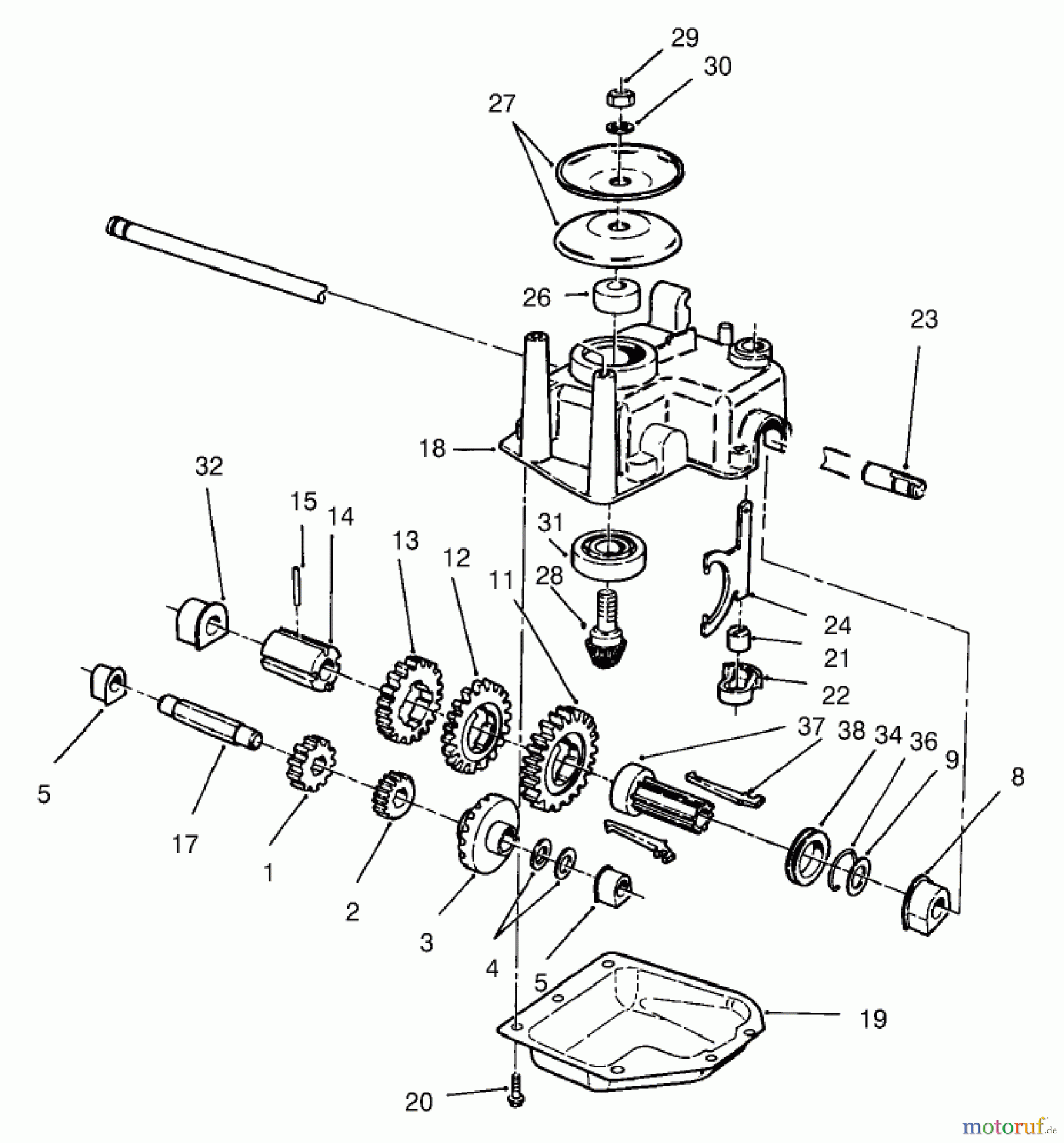  Toro Neu Mowers, Walk-Behind Seite 1 20487 (SR-21OSBB) - Toro Super Recycler Mower, SR-21OSBB, 2000 (200000001-200999999) GEAR CASE ASSEMBLY