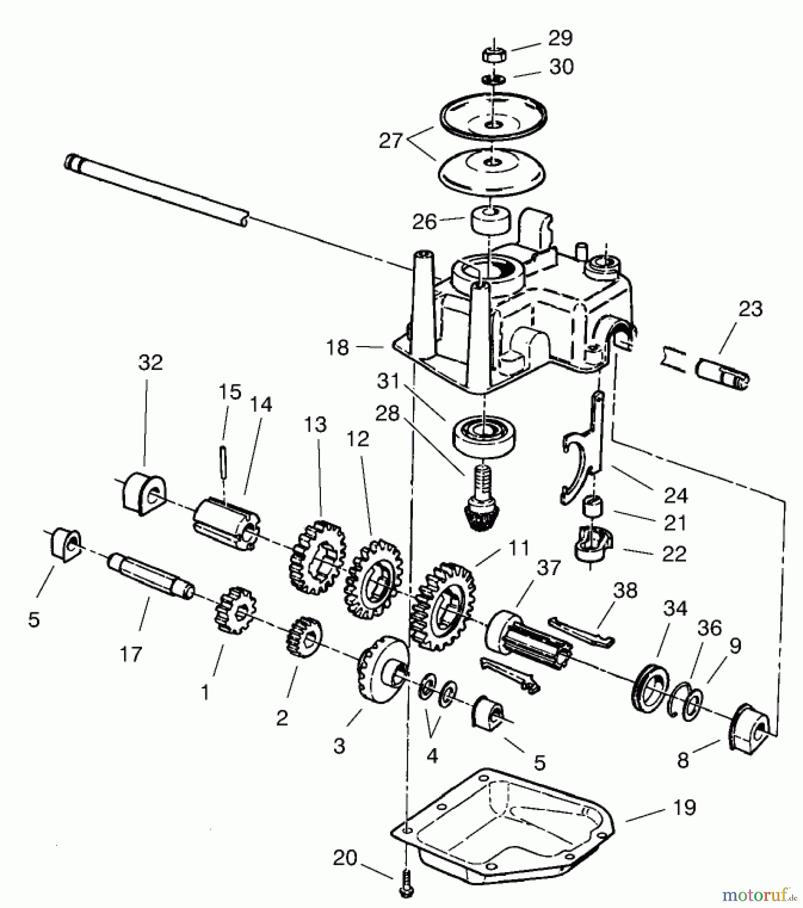  Toro Neu Mowers, Walk-Behind Seite 1 20487 (SR-21OSBB) - Toro Super Recycler Mower, SR-21OSBB, 2001 (210000001-210999999) GEARCASE ASSEMBLY NO. 62-6673