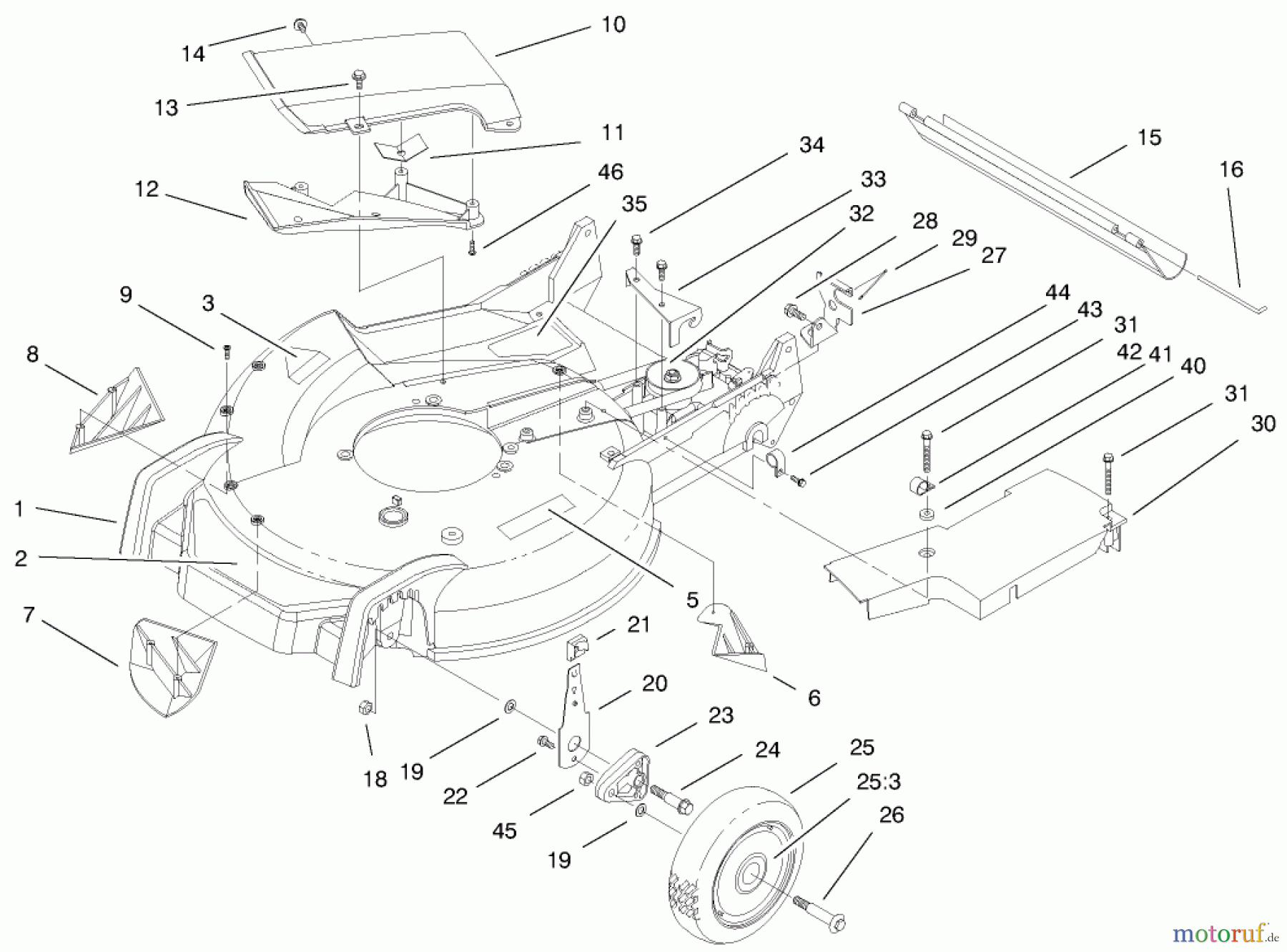  Toro Neu Mowers, Walk-Behind Seite 1 20488 (SR-21OSE) - Toro Super Recycler Mower, SR-21OSE, 1998 (8900001-8999999) HOUSING ASSEMBLY