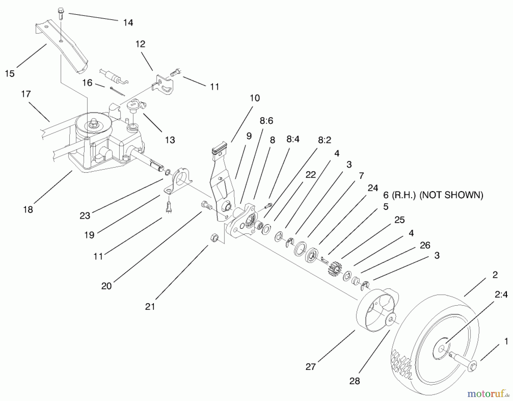  Toro Neu Mowers, Walk-Behind Seite 1 20489 (V-21S) - Toro Vacu-Power Mower, V-21S, 1998 (8900001-8999999) REAR AXLE ASSEMBLY