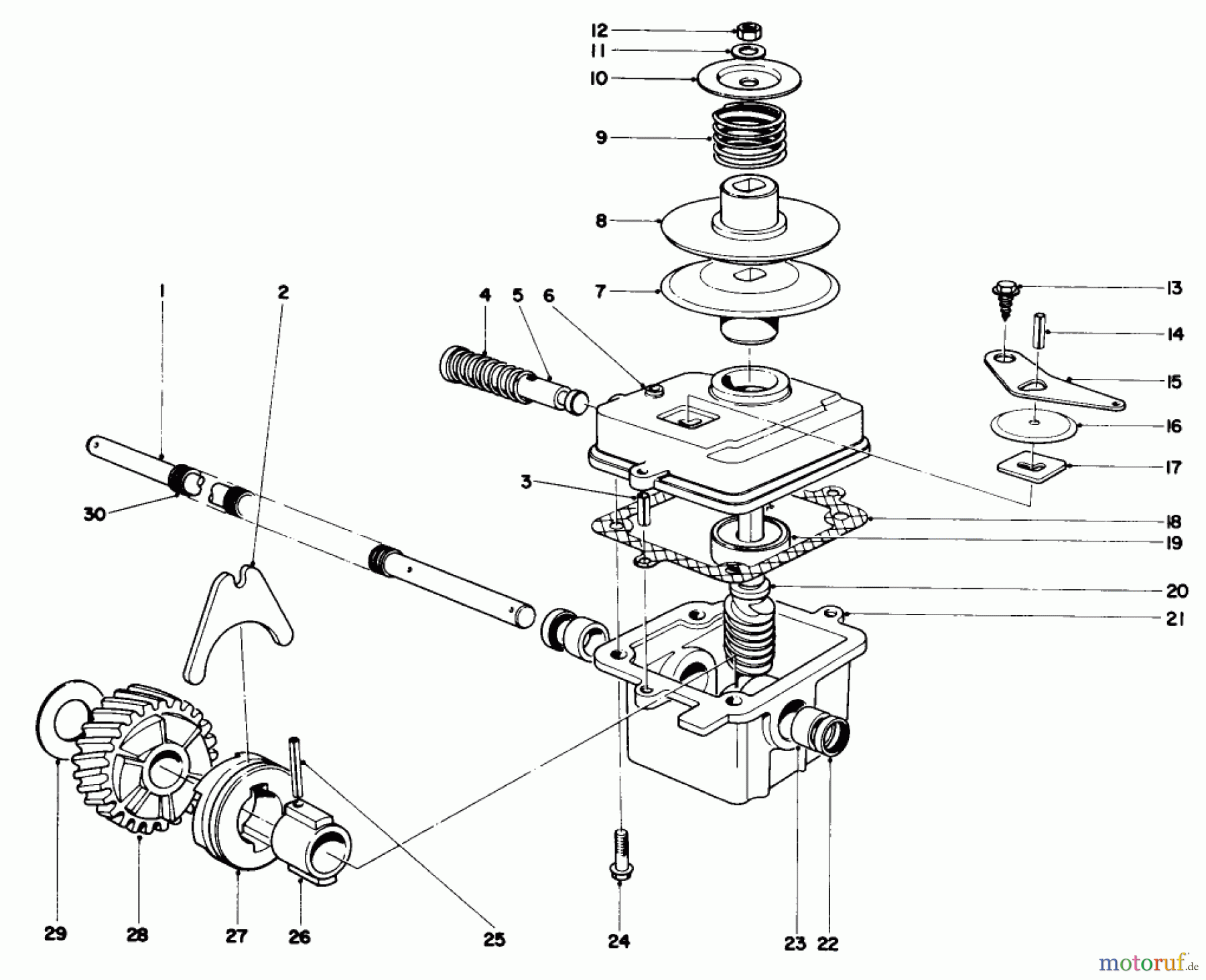  Toro Neu Mowers, Walk-Behind Seite 1 20506 - Toro Lawnmower, 1976 (6000001-6999999) GEAR CASE ASSEMBLY (MODEL 20506 & 20696)