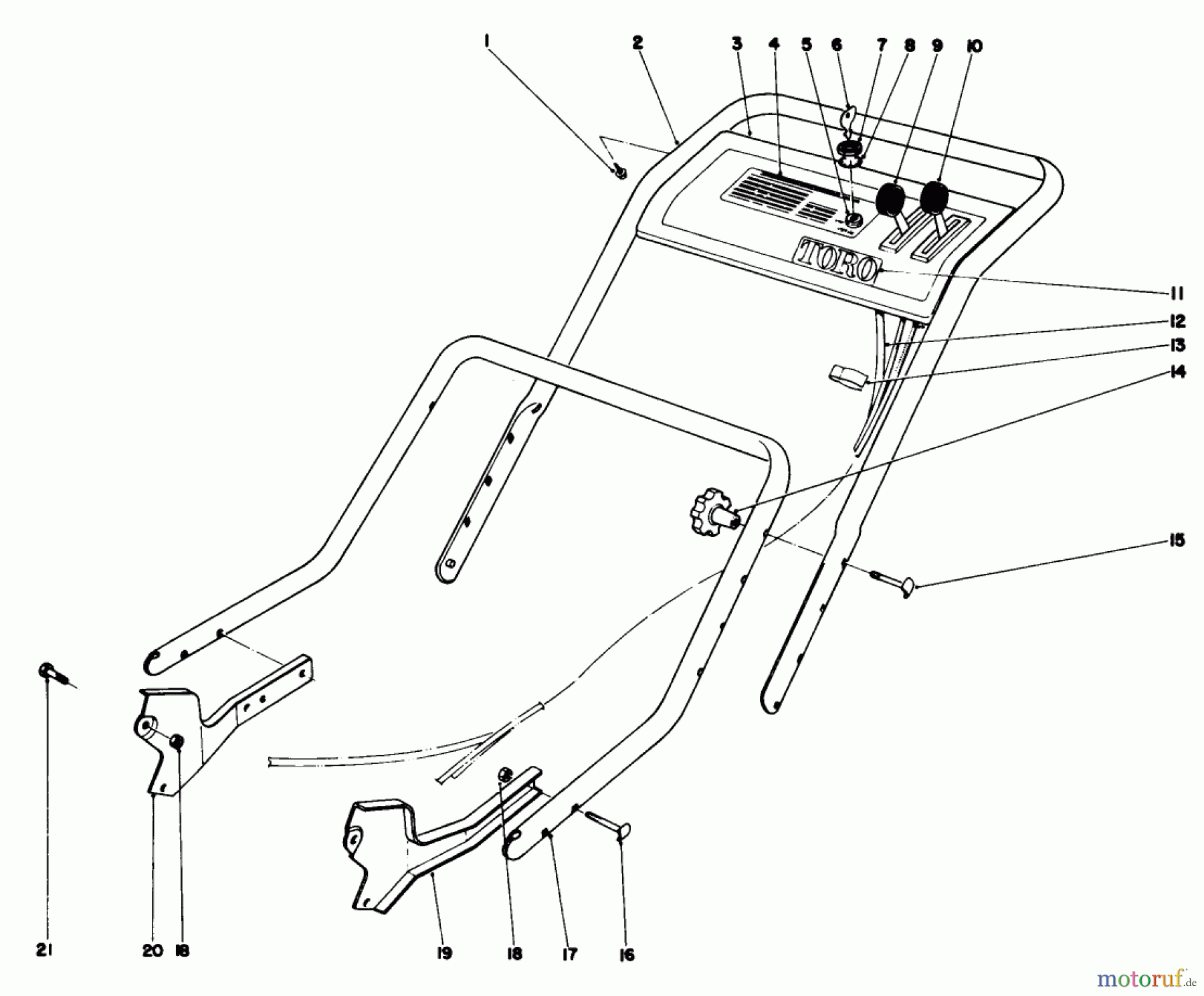  Toro Neu Mowers, Walk-Behind Seite 1 20506 - Toro Lawnmower, 1976 (6000001-6999999) HANDLE ASSEMBLY (MODEL 20506)