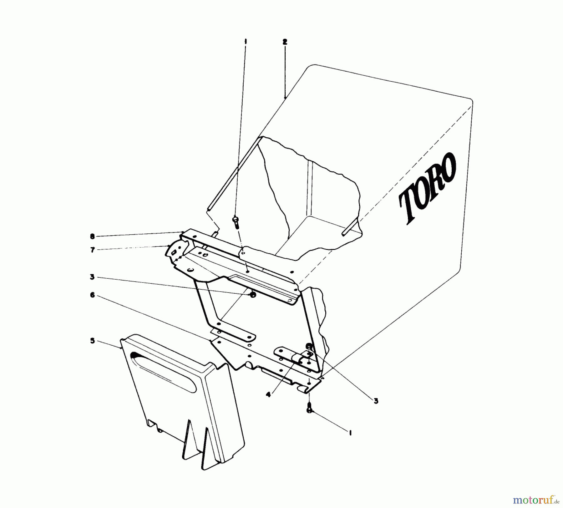  Toro Neu Mowers, Walk-Behind Seite 1 20517 - Toro Lawnmower, 1977 (7000001-7999999) GRASS BAG ASSEMBLY