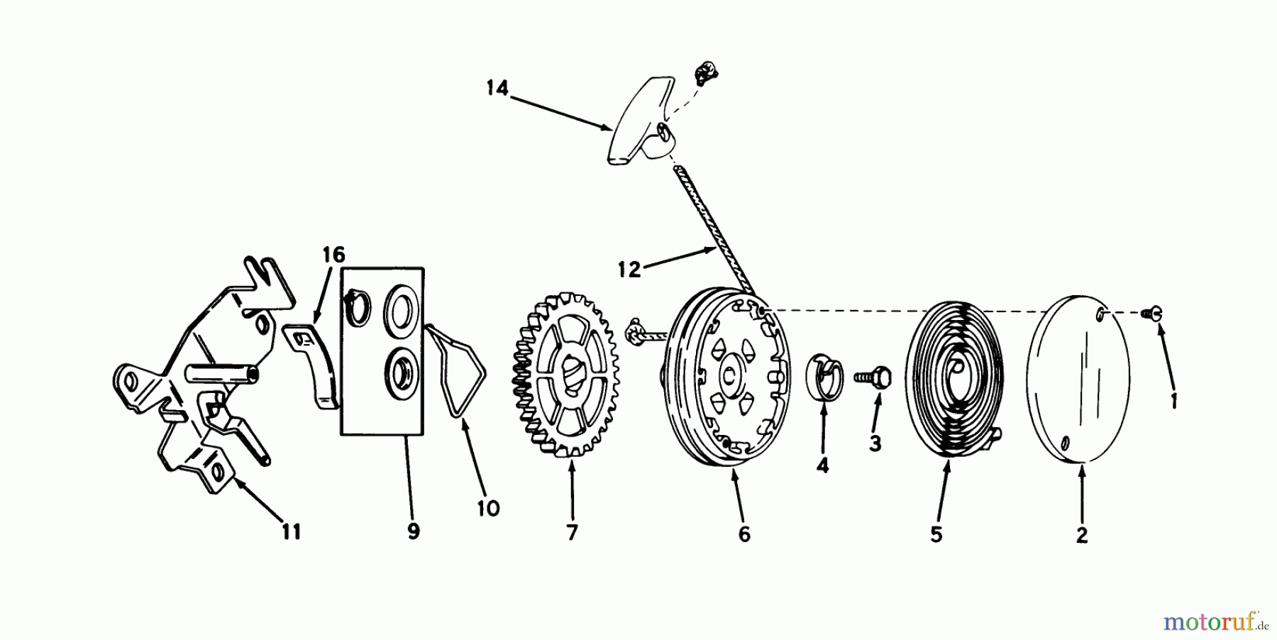  Toro Neu Mowers, Walk-Behind Seite 1 20517 - Toro Lawnmower, 1977 (7000001-7999999) REWIND STARTER NO. 590519 (MODEL NO. 20517)