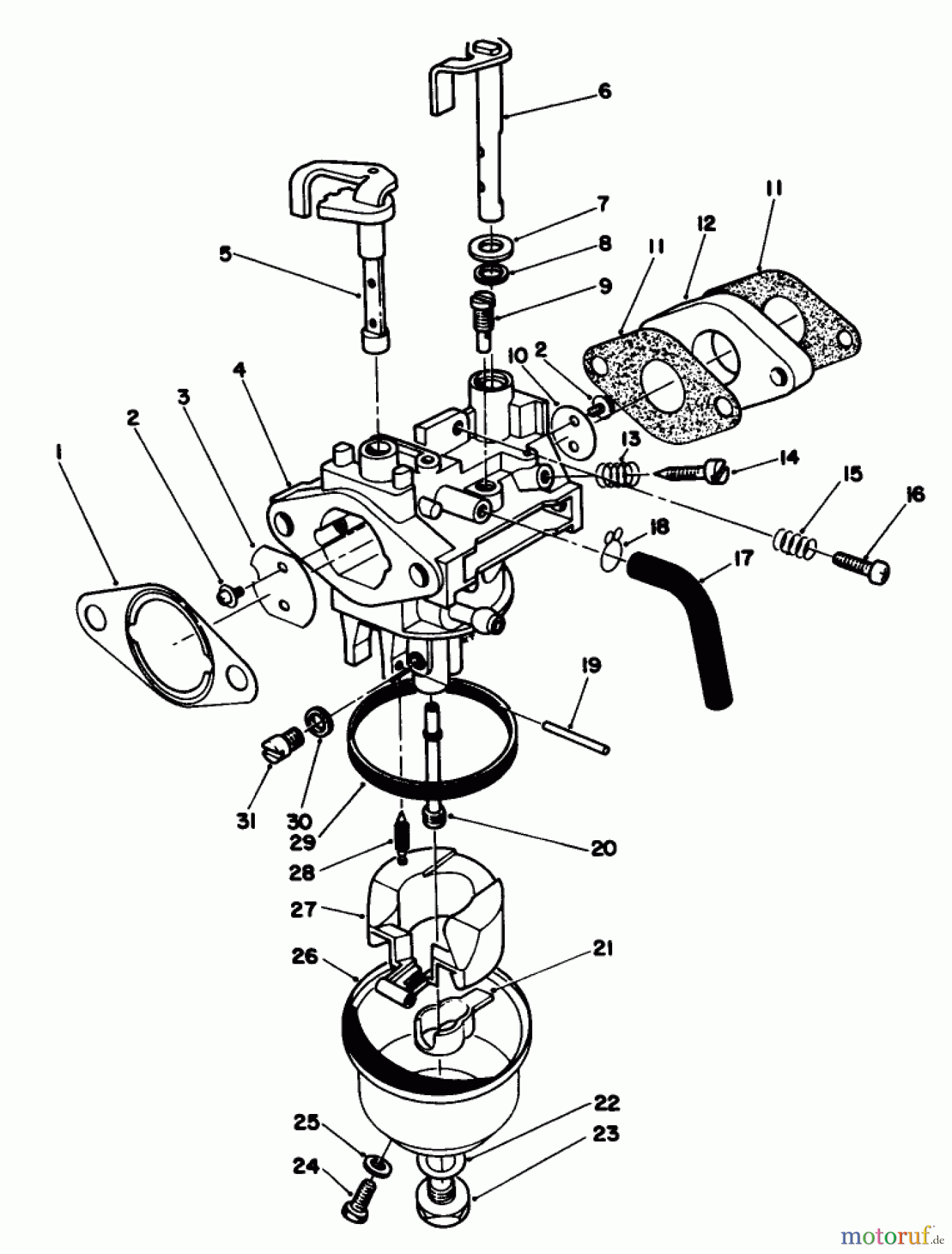  Toro Neu Mowers, Walk-Behind Seite 1 20522C - Toro Lawnmower, 1987 (7000001-7999999) CARBURETOR ASSEMBLY (ENGINE MODEL NO. VMG6)