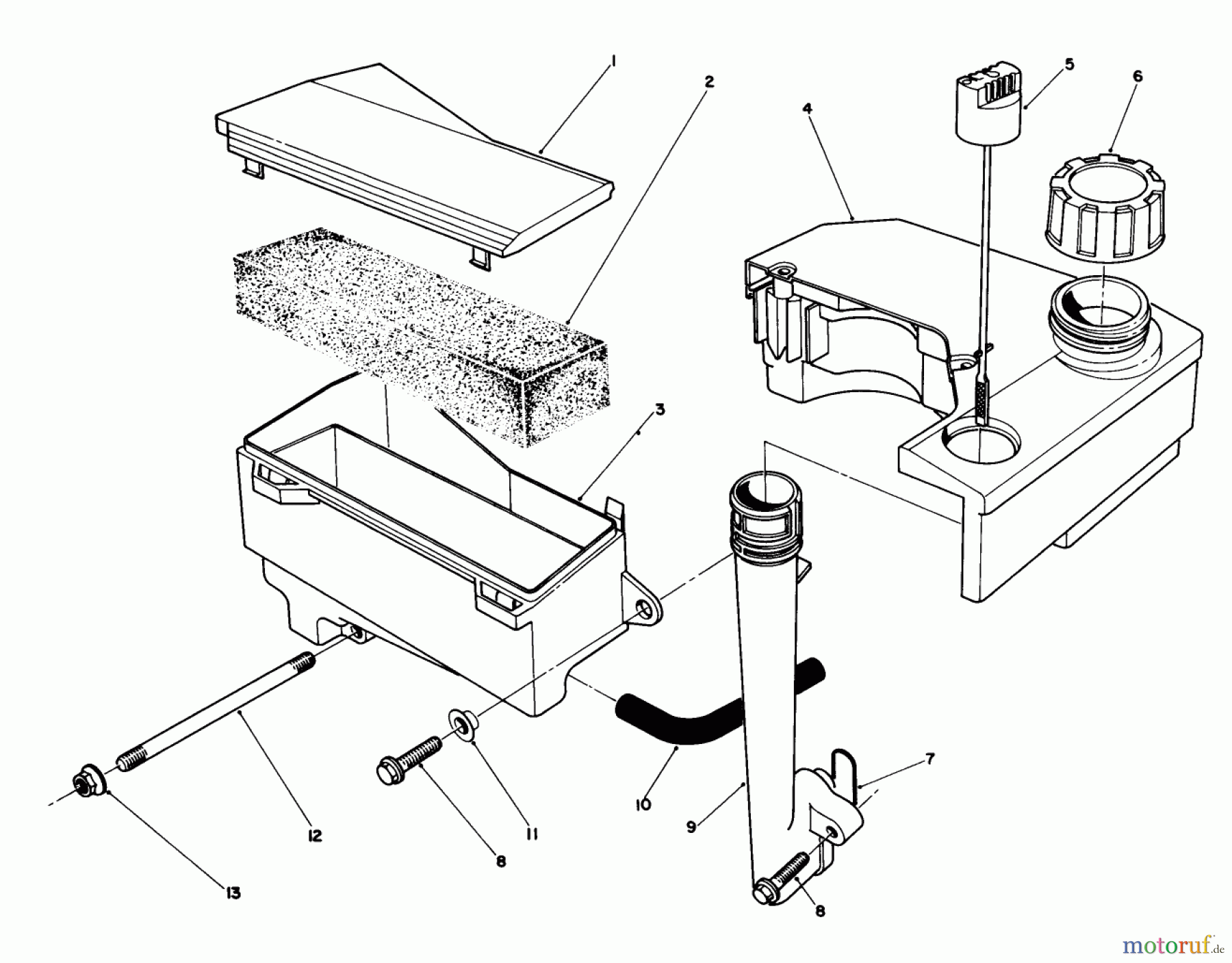  Toro Neu Mowers, Walk-Behind Seite 1 20526C - Toro Lawnmower, 1989 (9000001-9999999) AIR CLEANER & FUEL TANK ASSEMBLY (MODEL NO. VMG6)