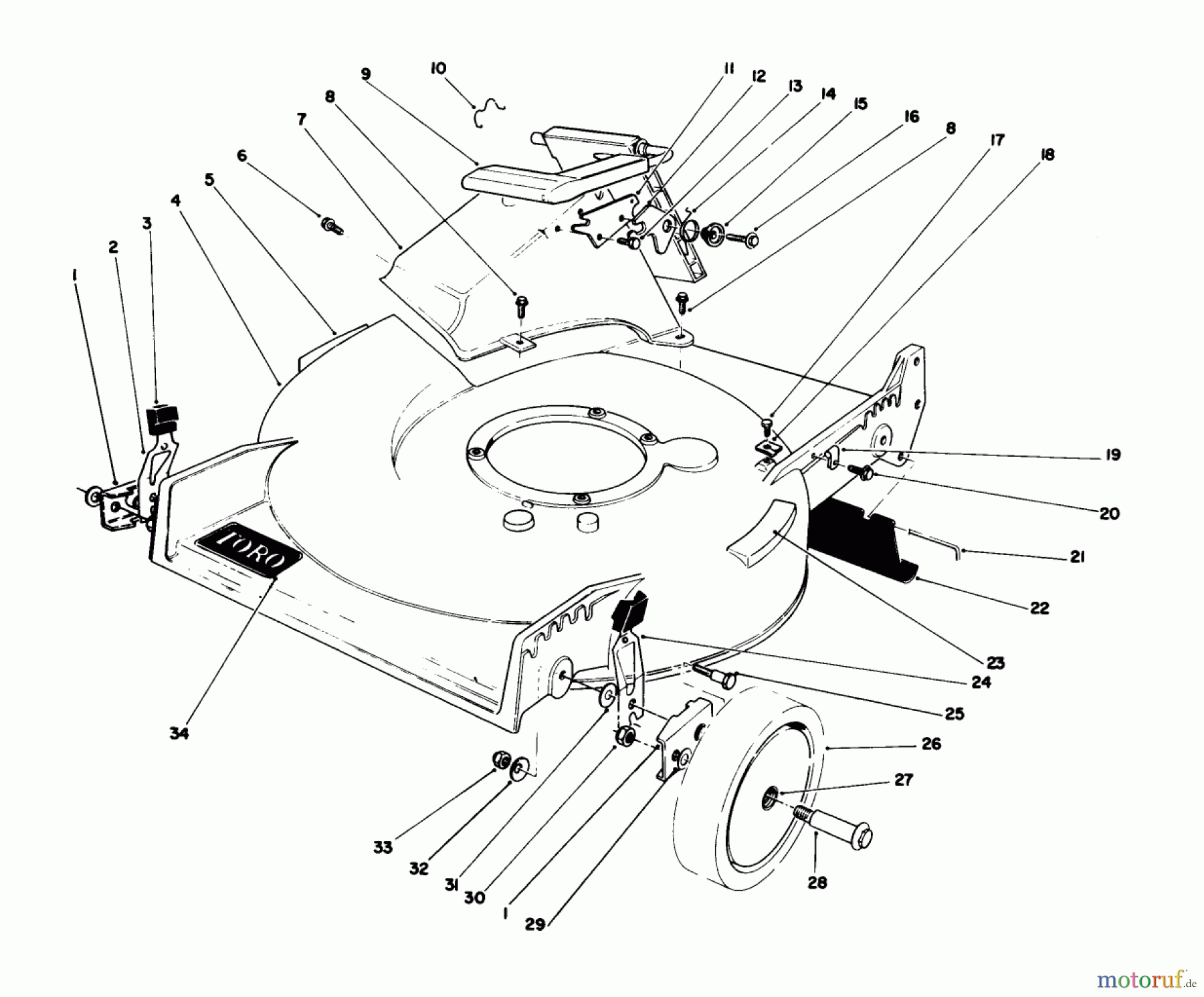  Toro Neu Mowers, Walk-Behind Seite 1 20532 - Toro Lawnmower, 1989 (9000001-9999999) HOUSING ASSEMBLY (USED ON SER. NOS. 9001532 THRU 9004072)