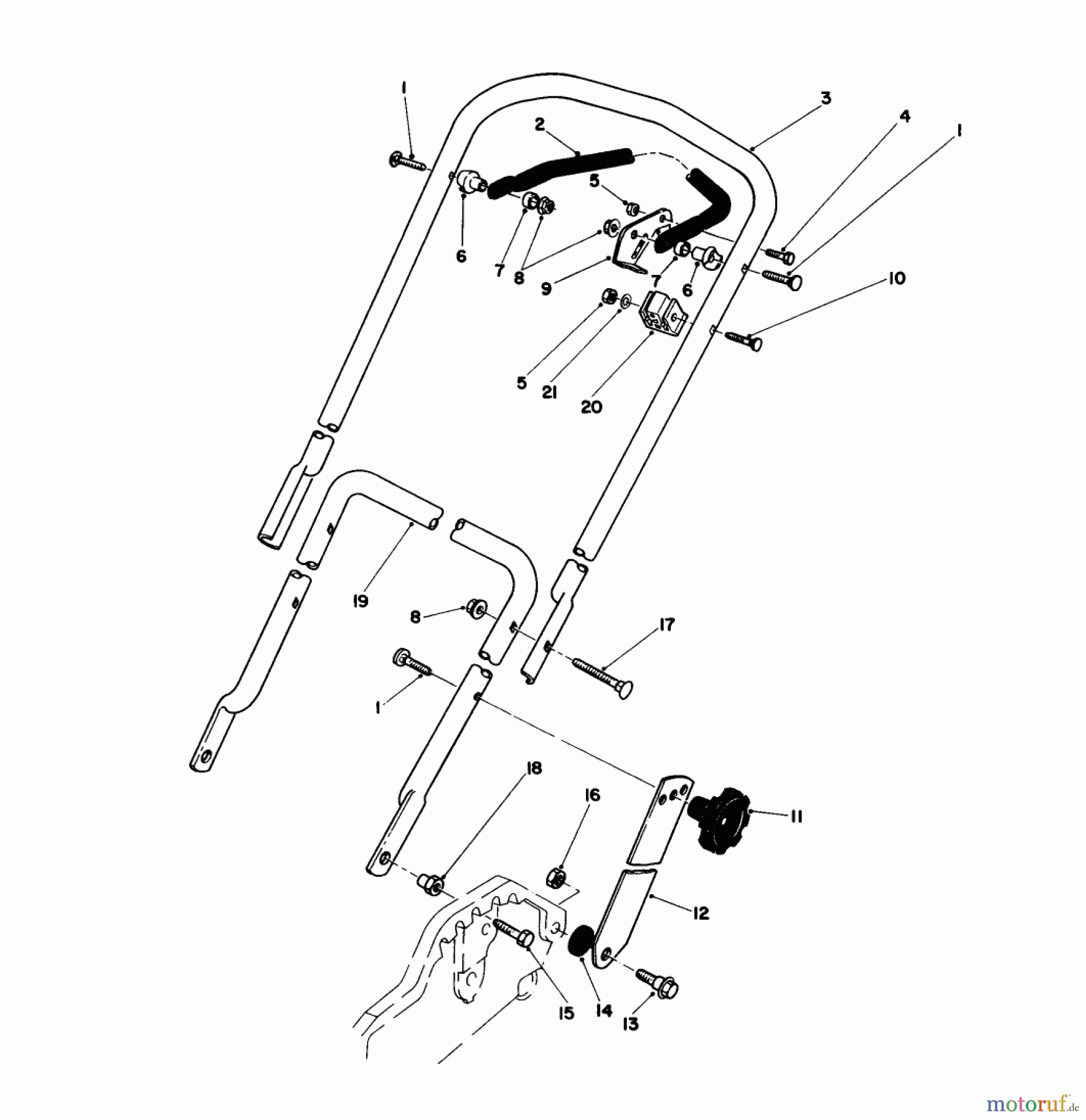  Toro Neu Mowers, Walk-Behind Seite 1 20574 - Toro Lawnmower, 1988 (8000001-8999999) HANDLE ASSEMBLY