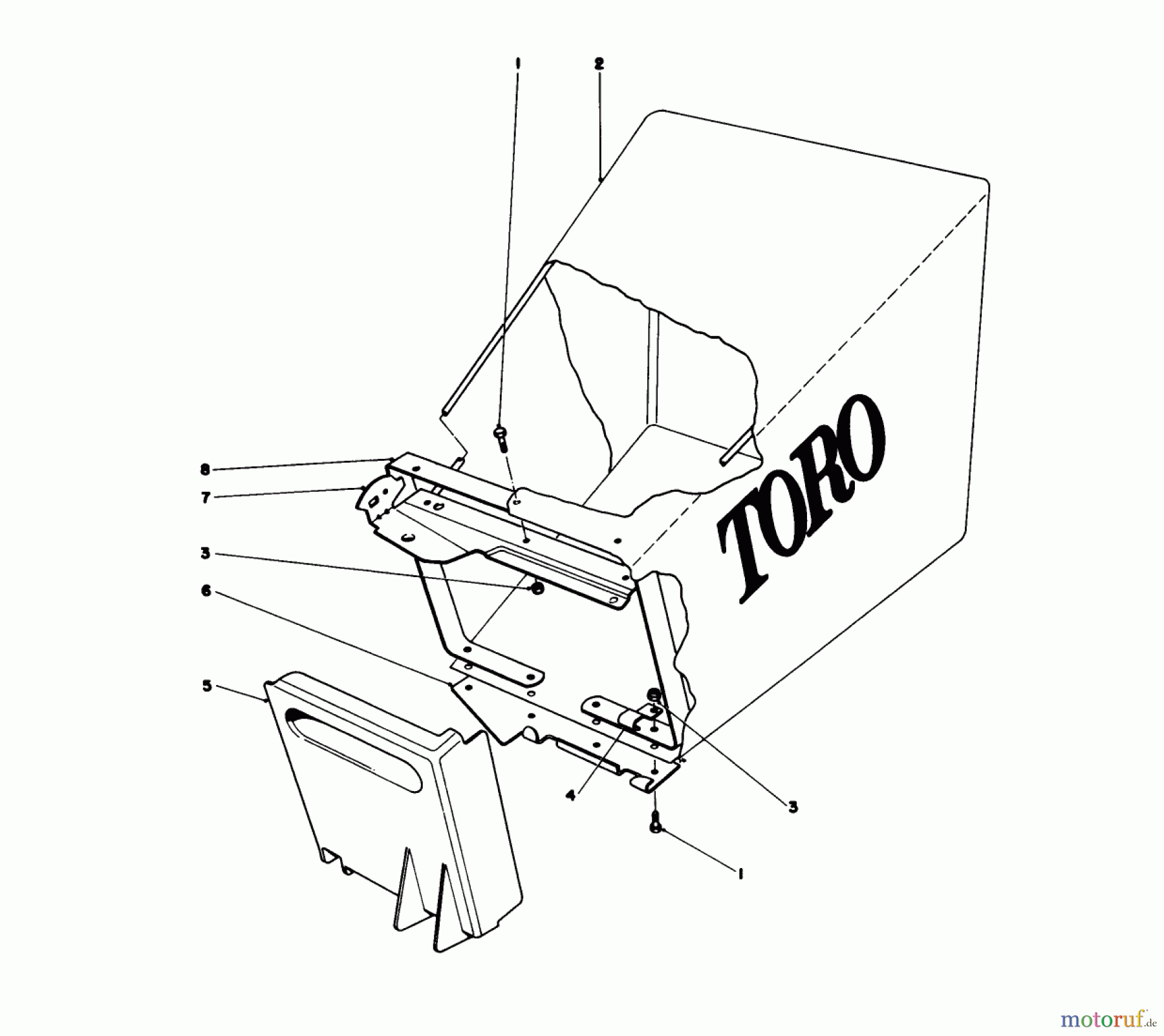  Toro Neu Mowers, Walk-Behind Seite 1 20575 - Toro Lawnmower, 1978 (8007501-8999999) GRASS BAG ASSEMBLY