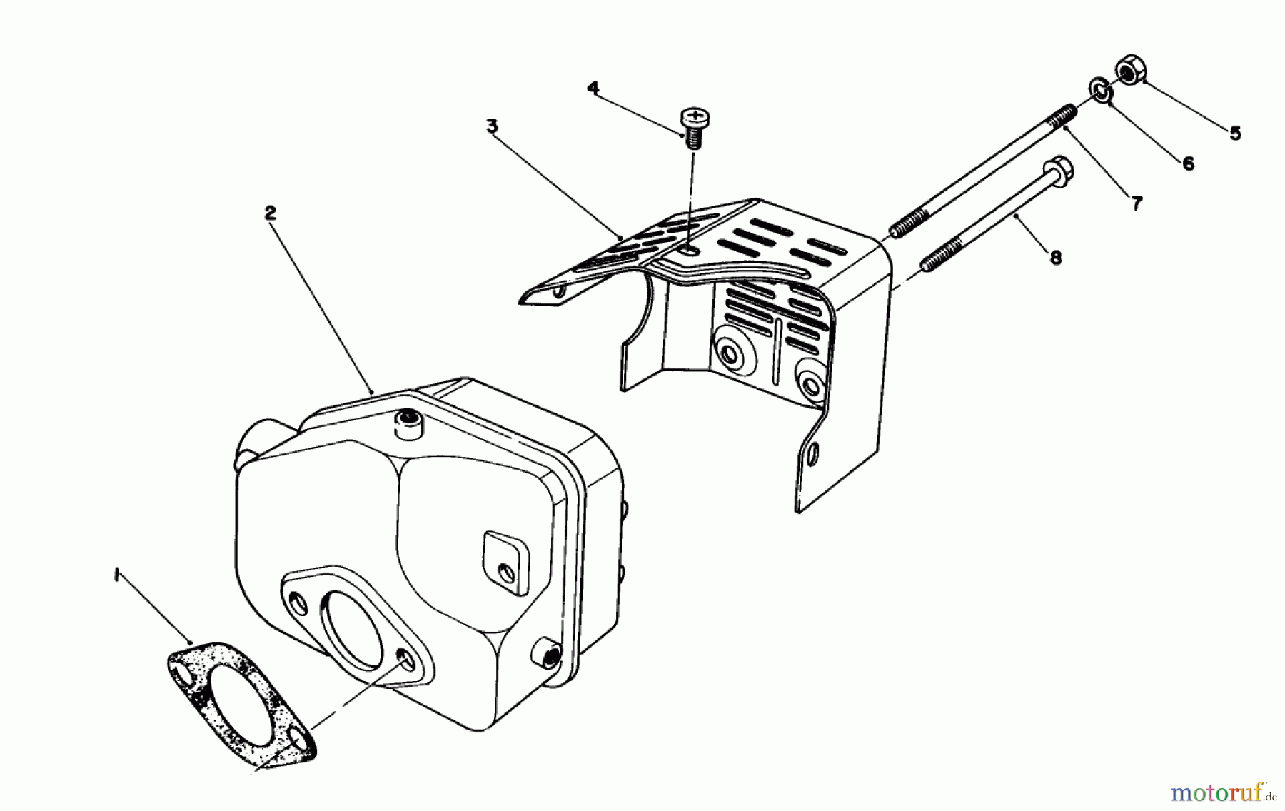  Toro Neu Mowers, Walk-Behind Seite 1 20581 - Toro Lawnmower, 1984 (4000001-4999999) MUFFLER ASSEMBLY