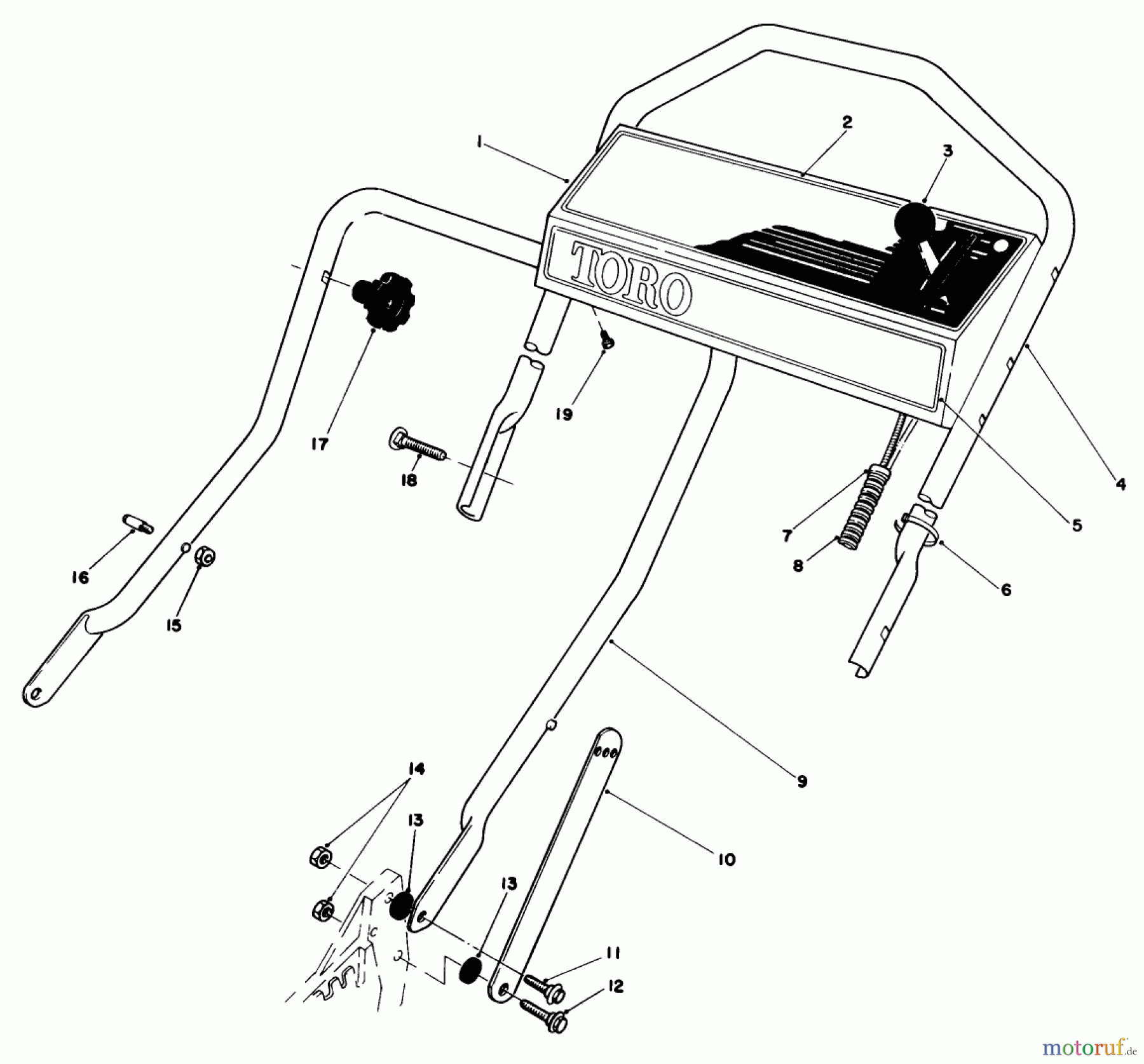  Toro Neu Mowers, Walk-Behind Seite 1 20584 - Toro Lawnmower, 1985 (5000001-4999999) HANDLE ASSEMBLY