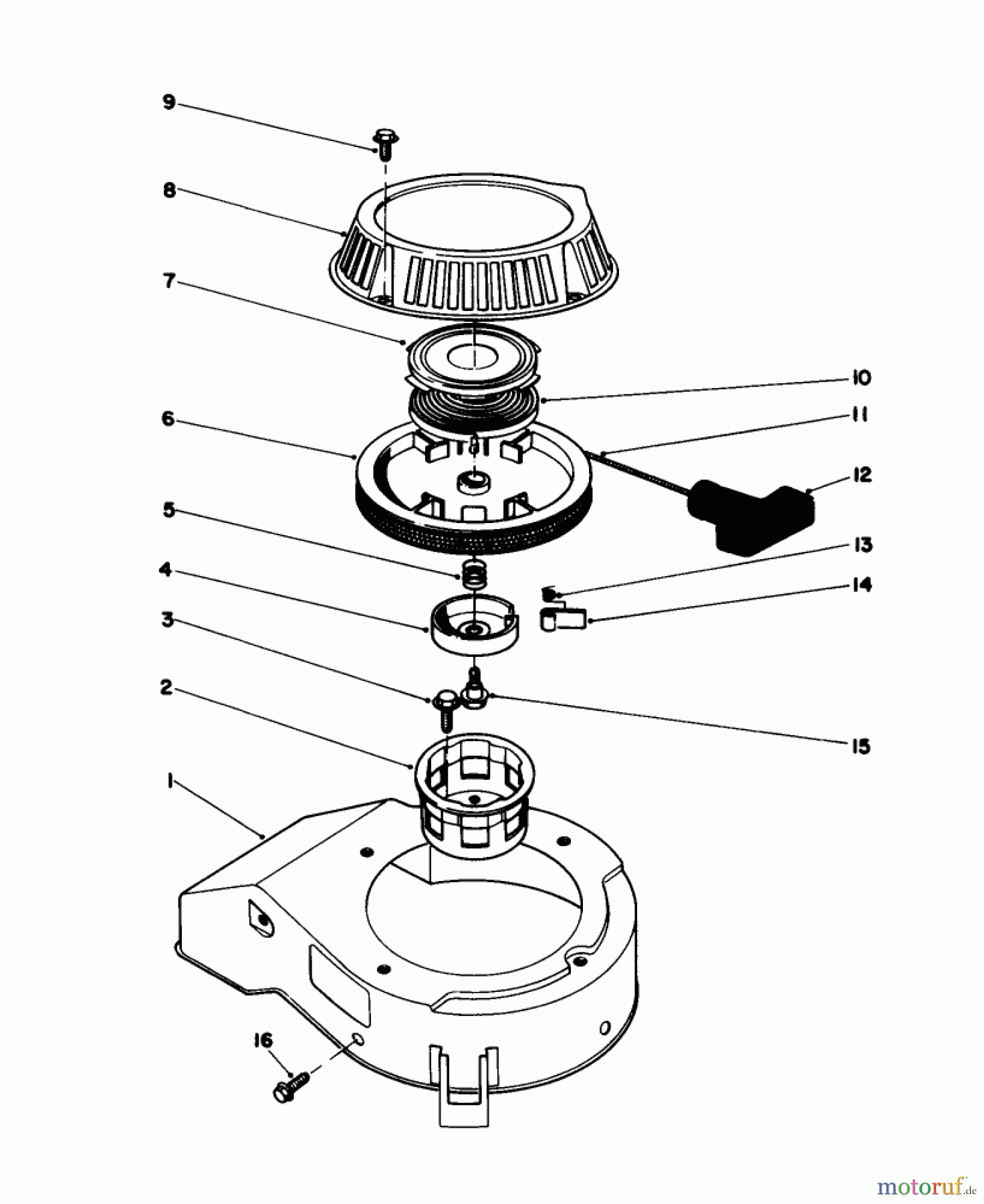  Toro Neu Mowers, Walk-Behind Seite 1 20584 - Toro Lawnmower, 1987 (7000001-7999999) RECOIL ASSEMBLY (ENGINE MODEL NO. 47PF5 & 47PG6)