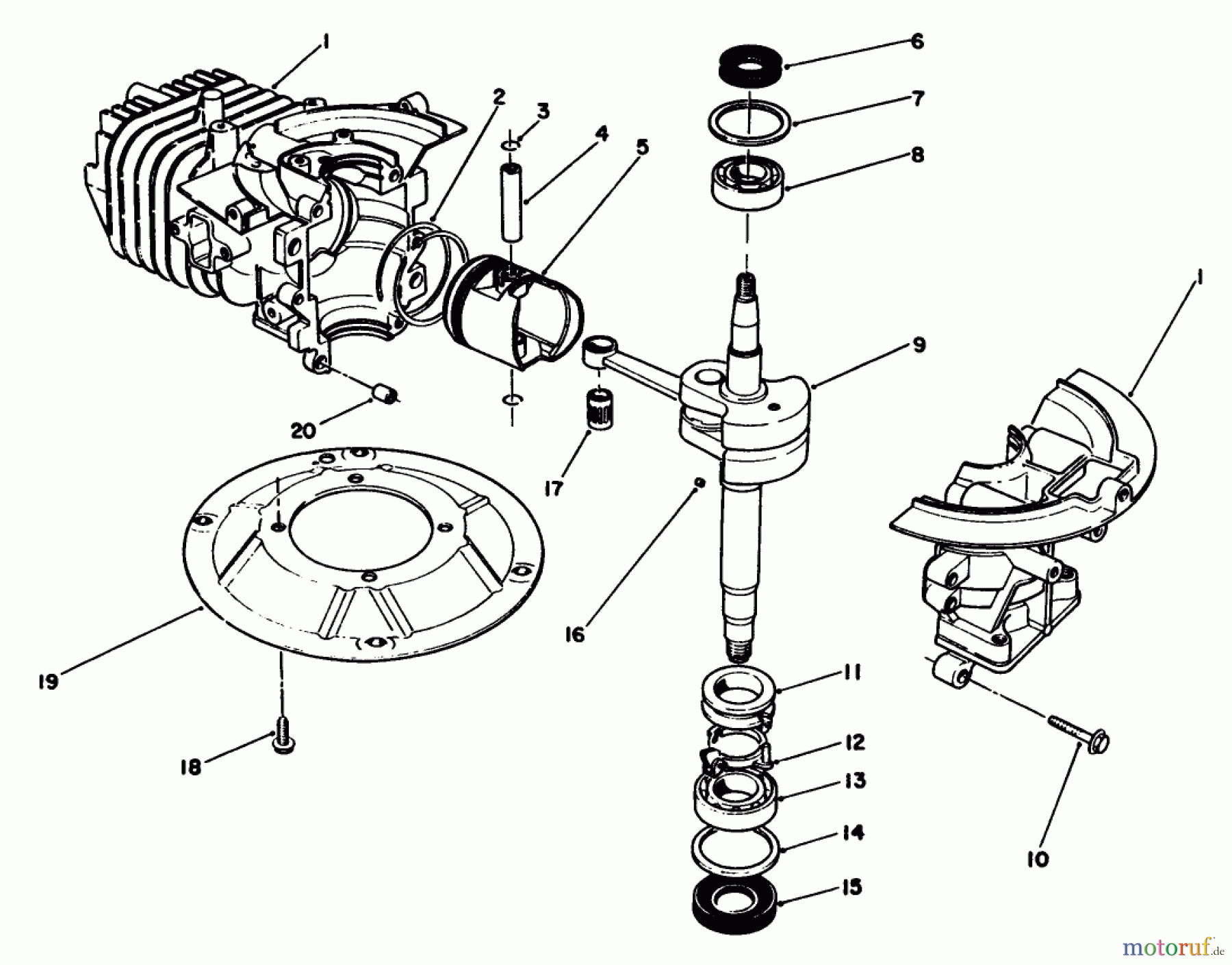  Toro Neu Mowers, Walk-Behind Seite 1 20584C - Toro Lawnmower, 1989 (9000001-9999999) CRANKSHAFT ASSEMBLY (ENGINE MODEL NO. 47PJ8)