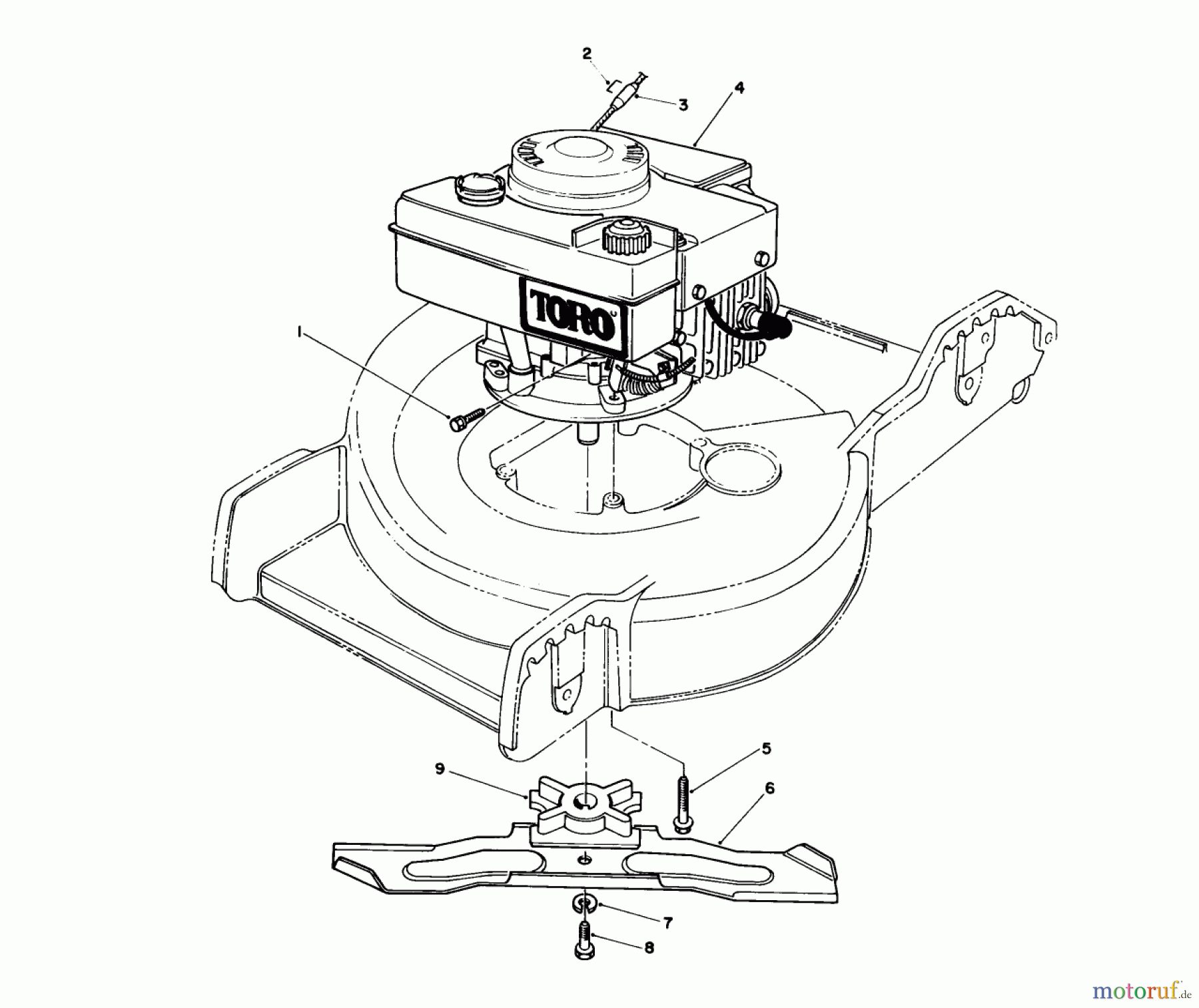  Toro Neu Mowers, Walk-Behind Seite 1 20586 - Toro Lawnmower, 1988 (8000001-8999999) ENGINE ASSEMBLY